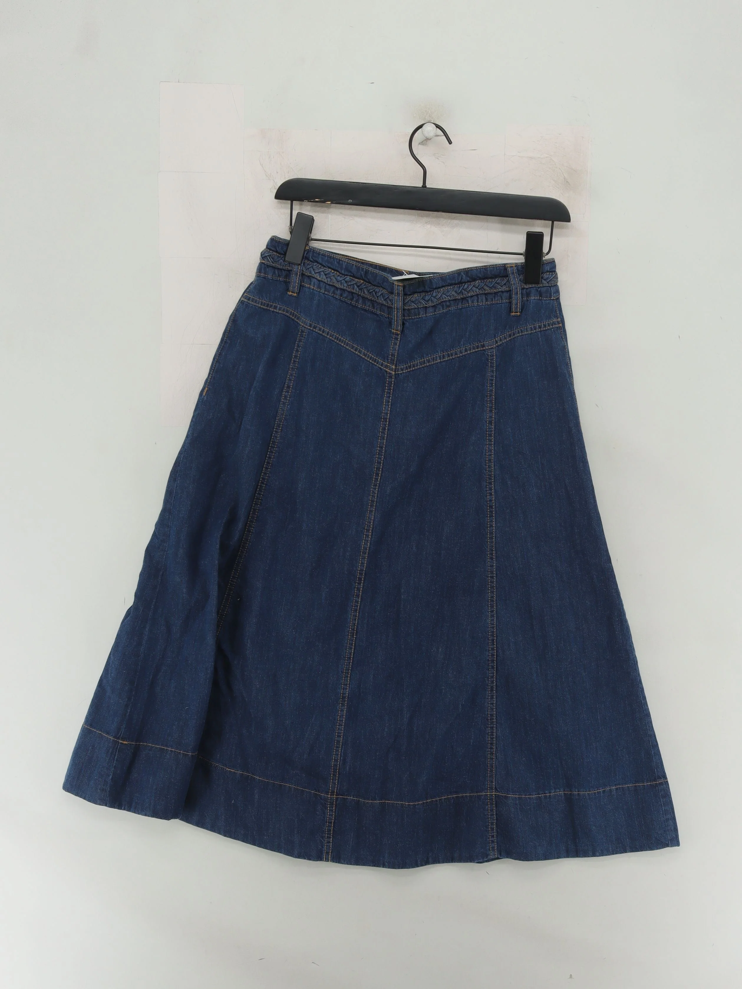 Monsoon Women's Midi Skirt UK 10 Blue 100% Cotton Midi A-Line - Image 2