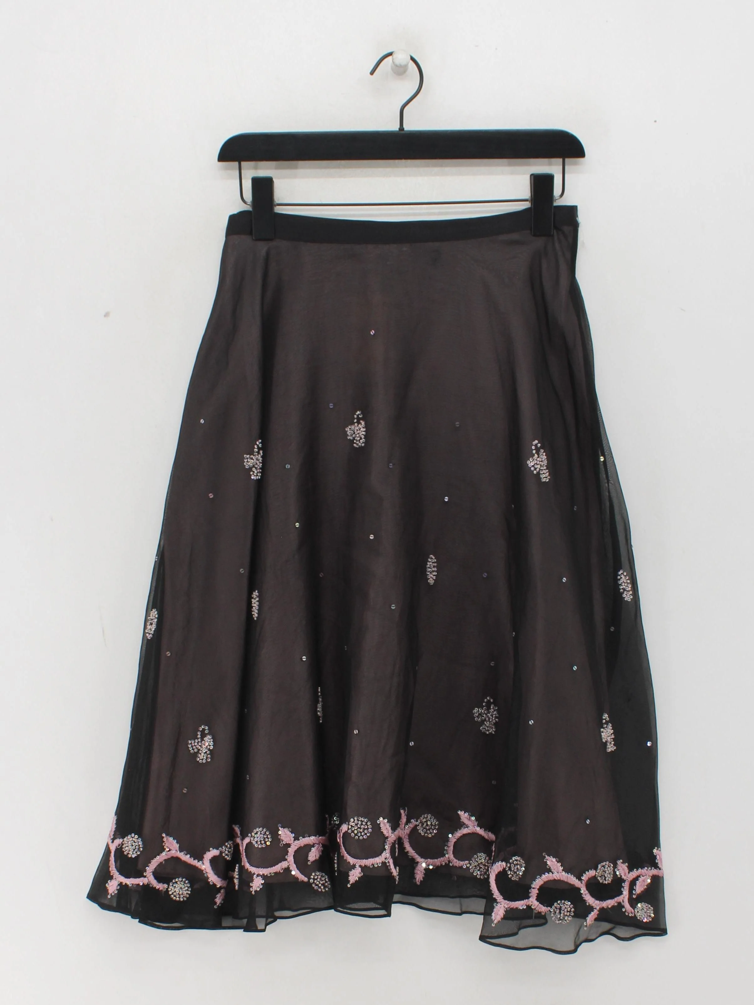 Monsoon Women's Midi Skirt UK 12 Black Silk with Acetate Midi A-Line - Image 2