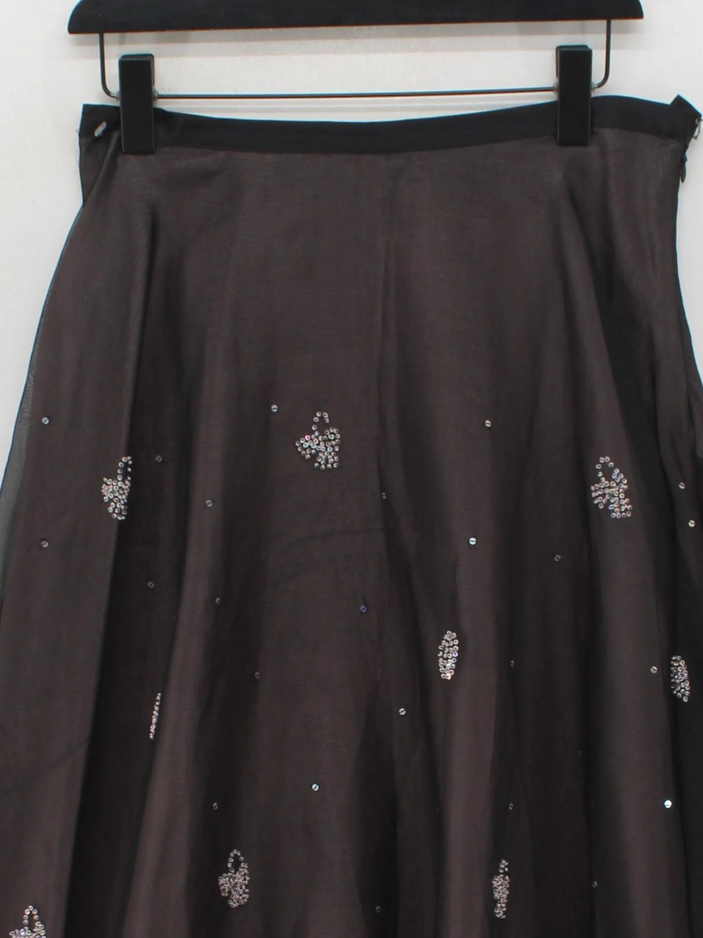 Monsoon Women's Midi Skirt UK 12 Black Silk with Acetate Midi A-Line - Image 3