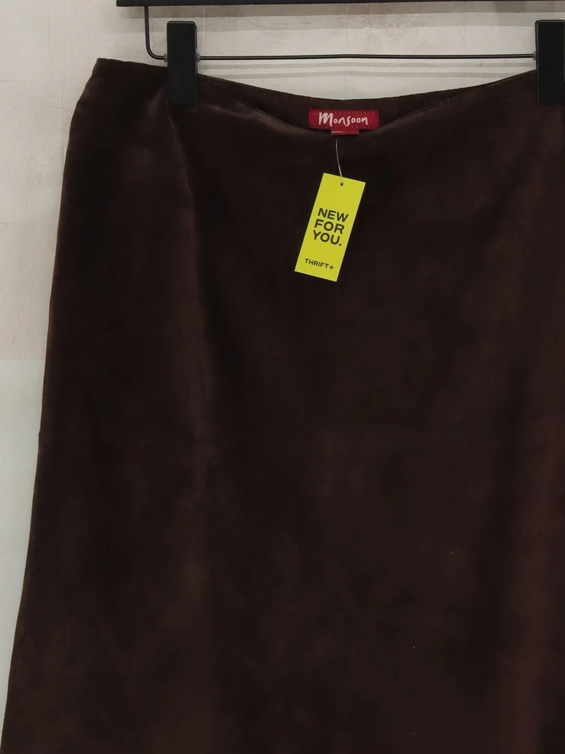 Monsoon Women's Midi Skirt UK 12 Brown Leather with Acetate Midi A-Line - Image 3