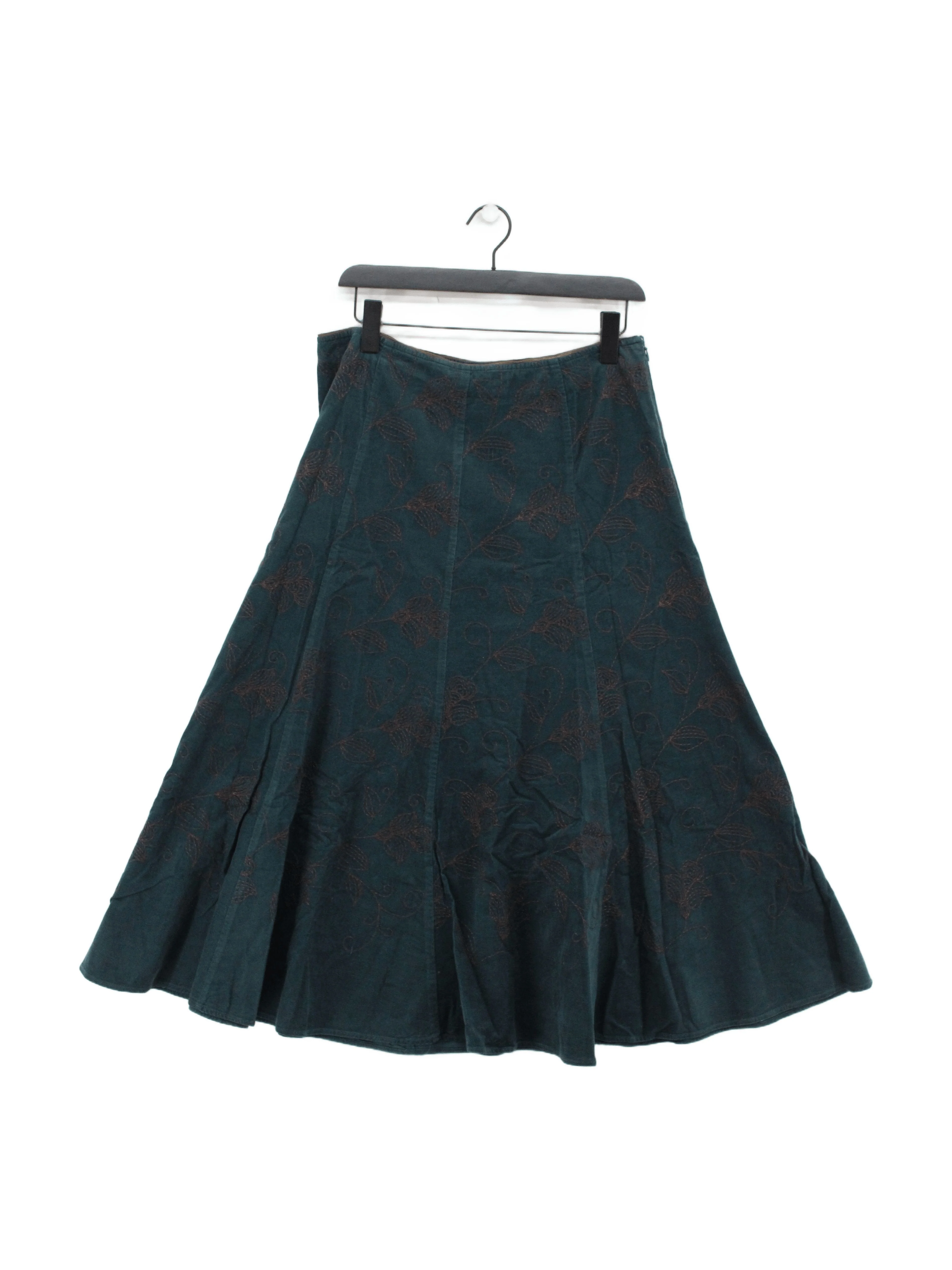 Monsoon Women's Midi Skirt UK 14 Green 100% Cotton Midi A-Line