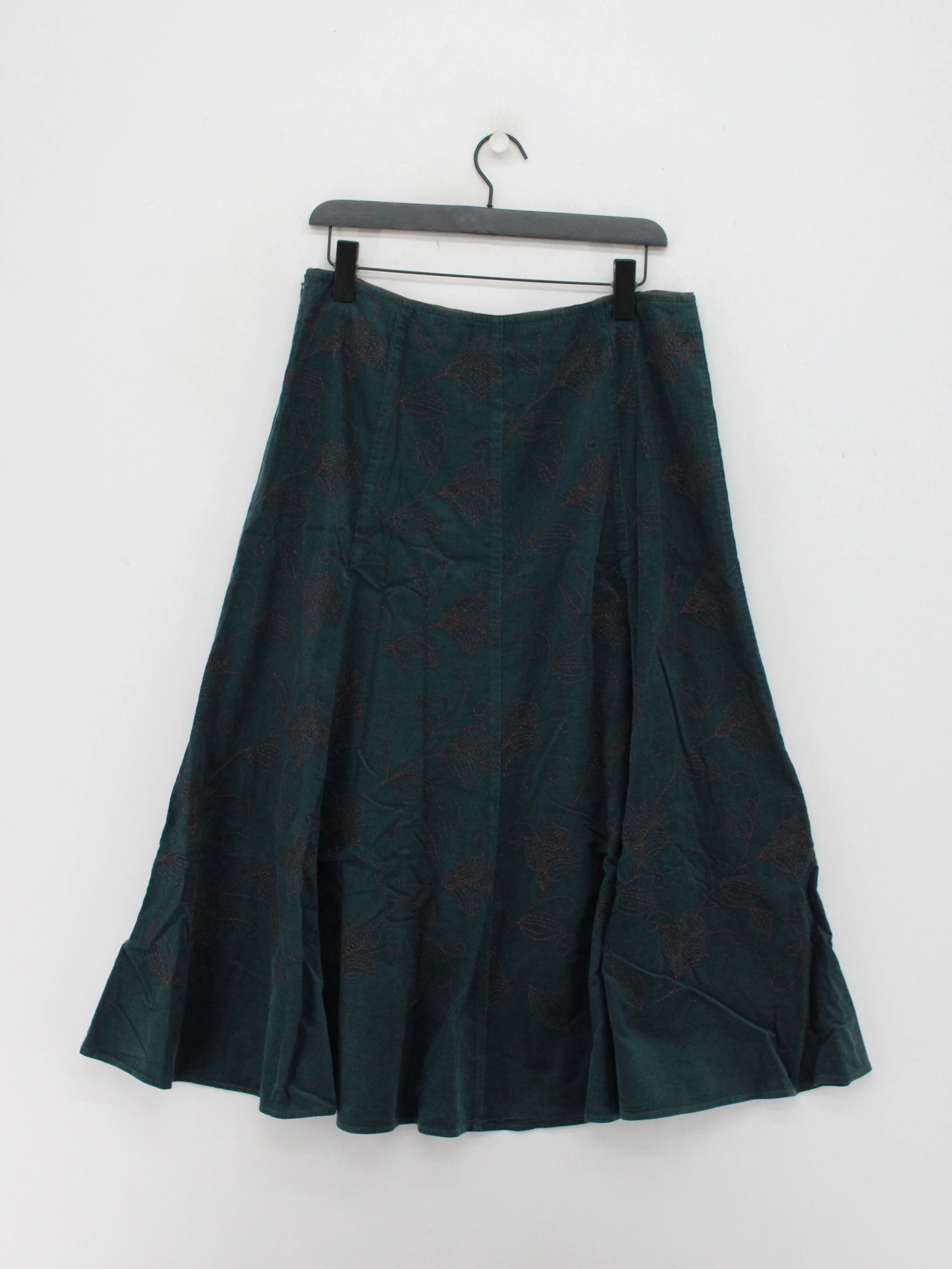 Monsoon Women's Midi Skirt UK 14 Green 100% Cotton Midi A-Line - Image 2