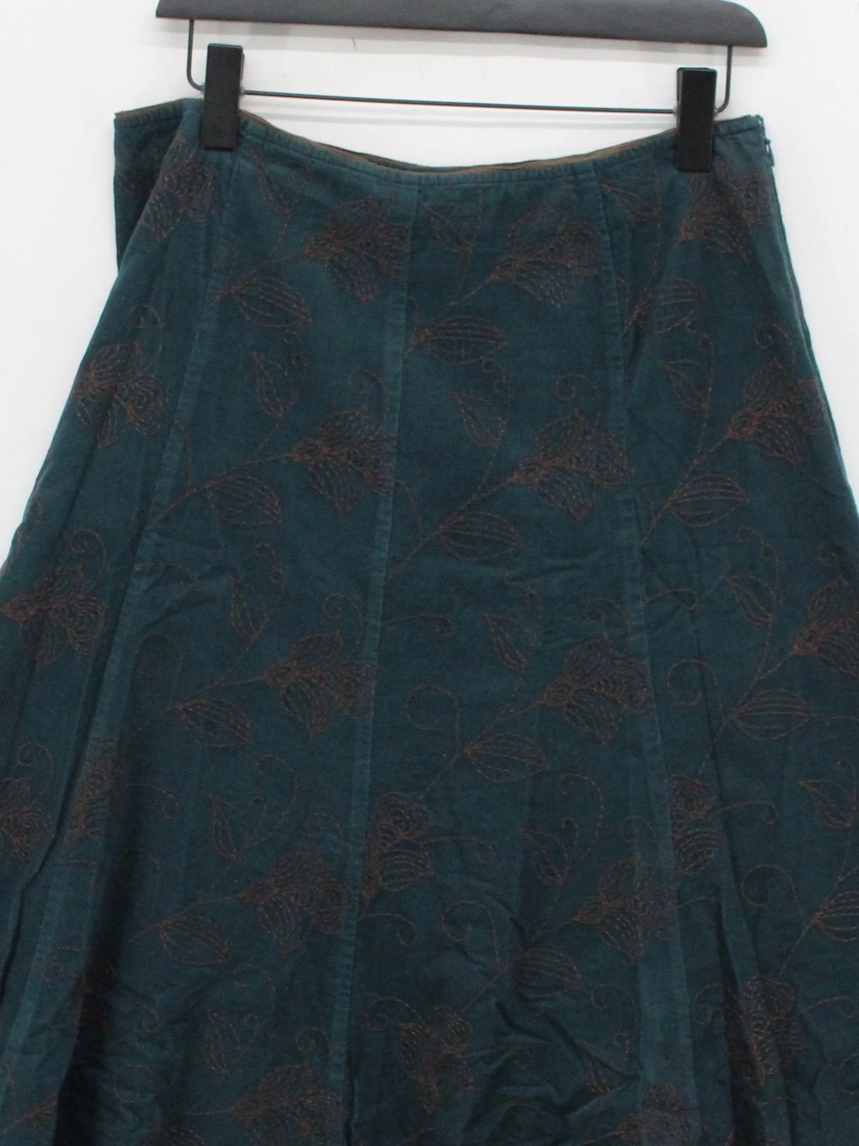 Monsoon Women's Midi Skirt UK 14 Green 100% Cotton Midi A-Line - Image 3
