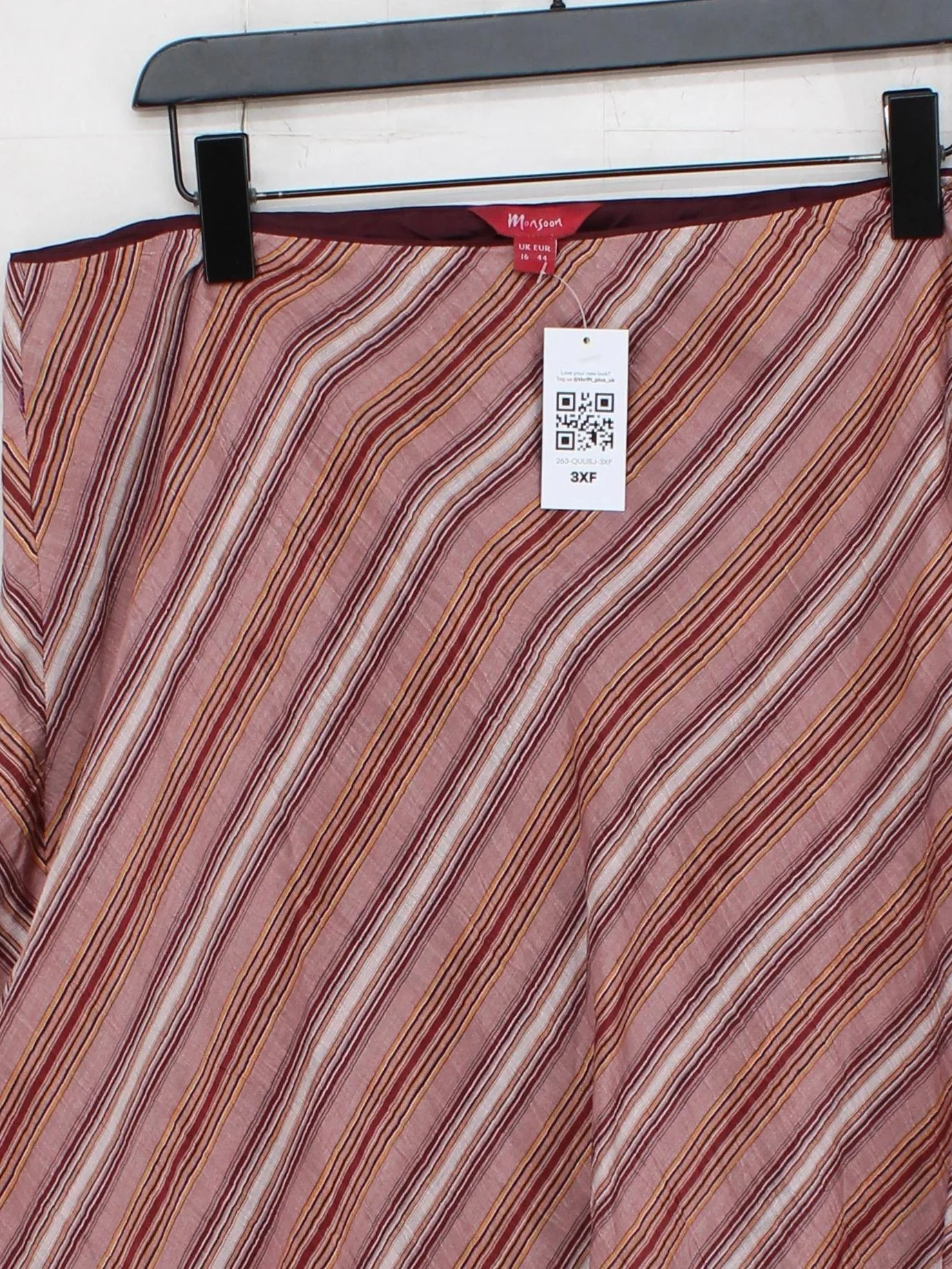 Monsoon Women's Midi Skirt UK 16 Brown Linen with Nylon, Acetate A-Line - Image 3