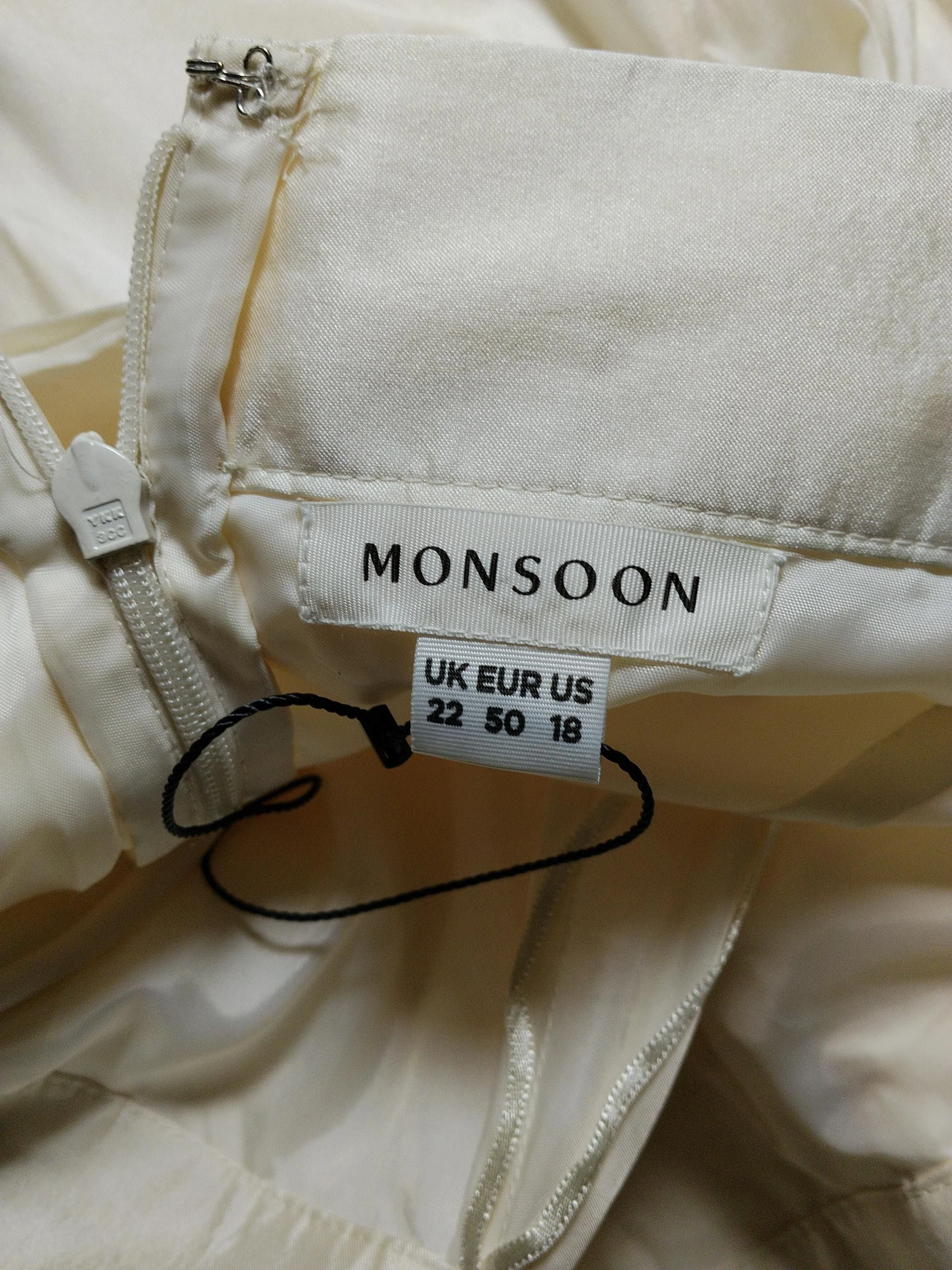 Monsoon Women's Midi Skirt UK 22 Cream 100% Polyester Midi Pleated - Image 5