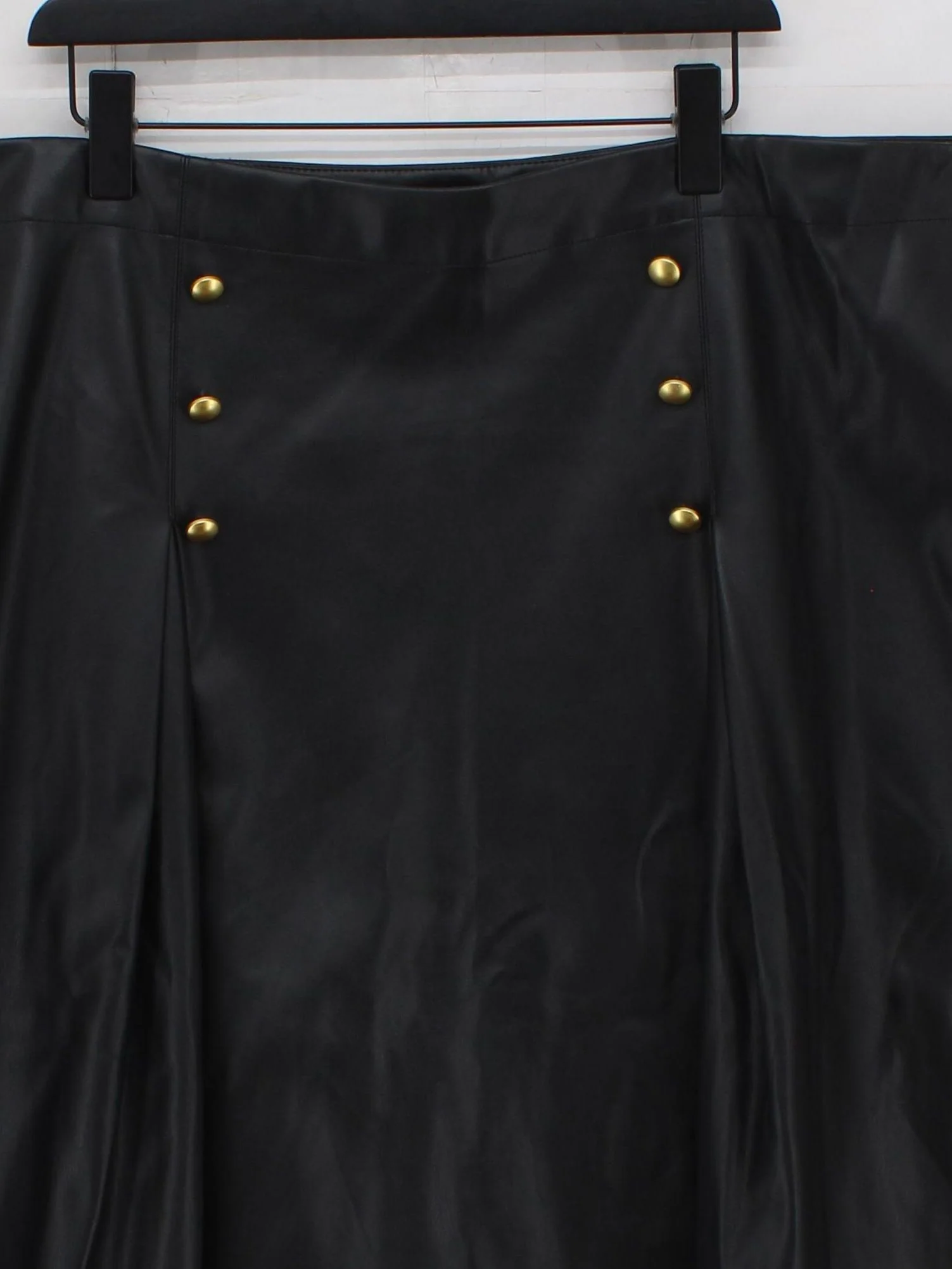 Monsoon Women's Midi Skirt W 44 in Black 100% Faux Leather Midi A-Line - Image 3