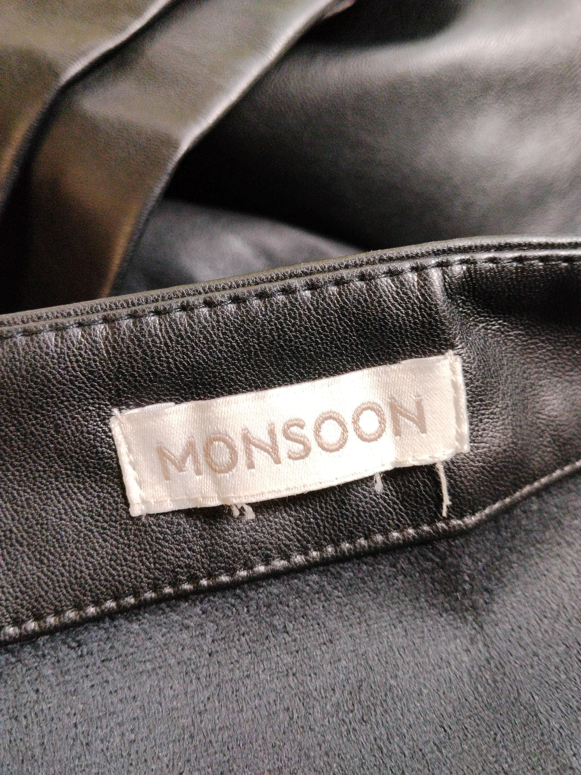 Monsoon Women's Midi Skirt W 44 in Black 100% Faux Leather Midi A-Line - Image 5
