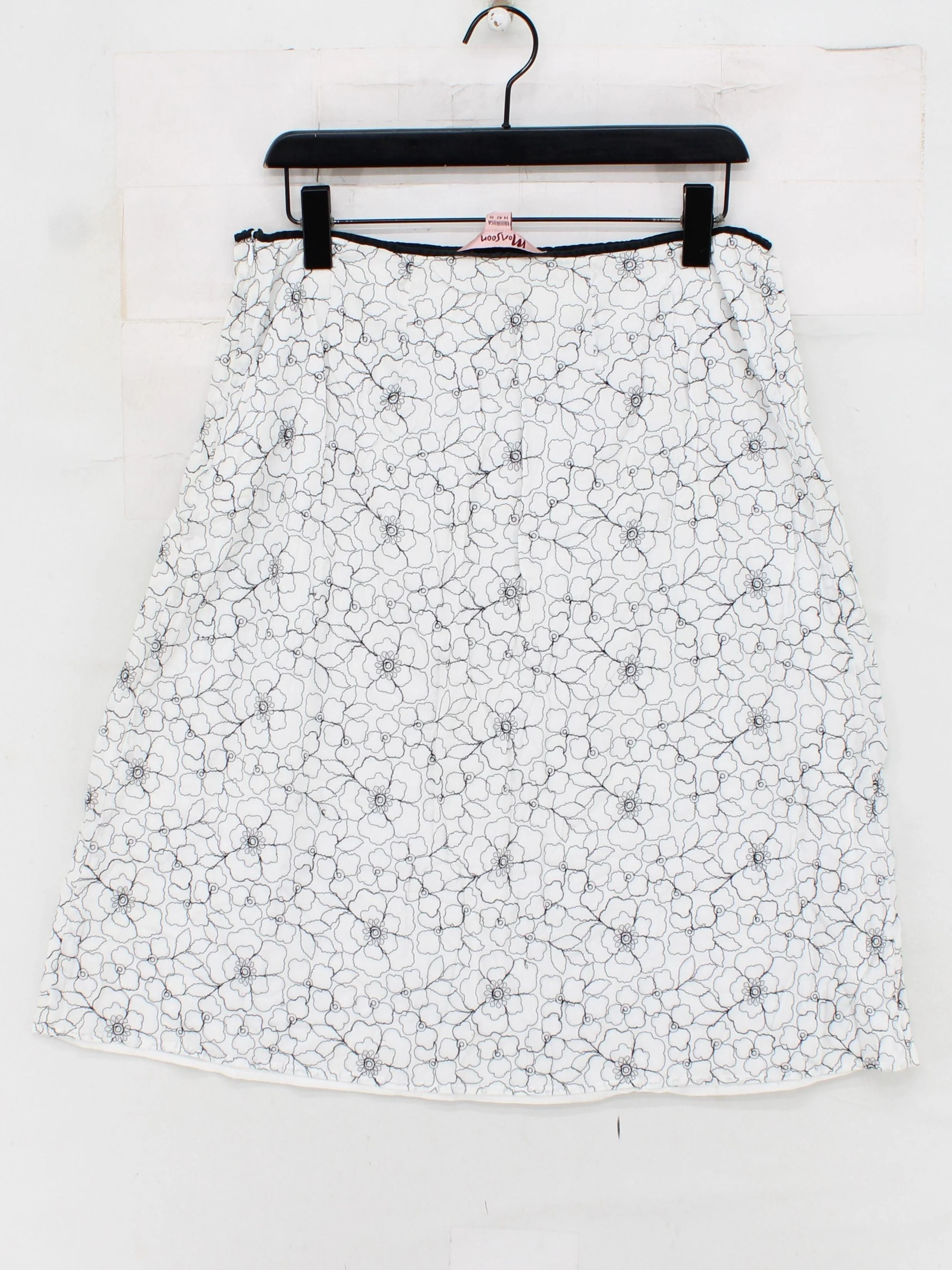 Monsoon Women's Mini Skirt L White Floral 100% Cotton Short Mini - Image 2
