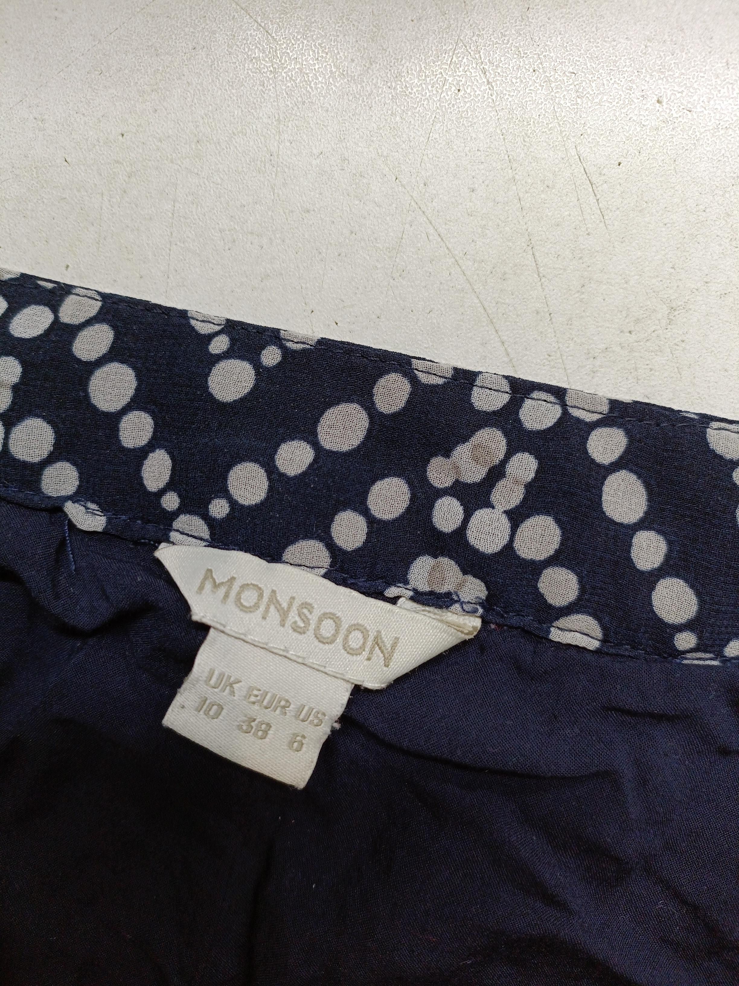 Monsoon Women's Mini Skirt UK 10 Blue Polkadot Polyester with Viscose Short Mini - Image 5