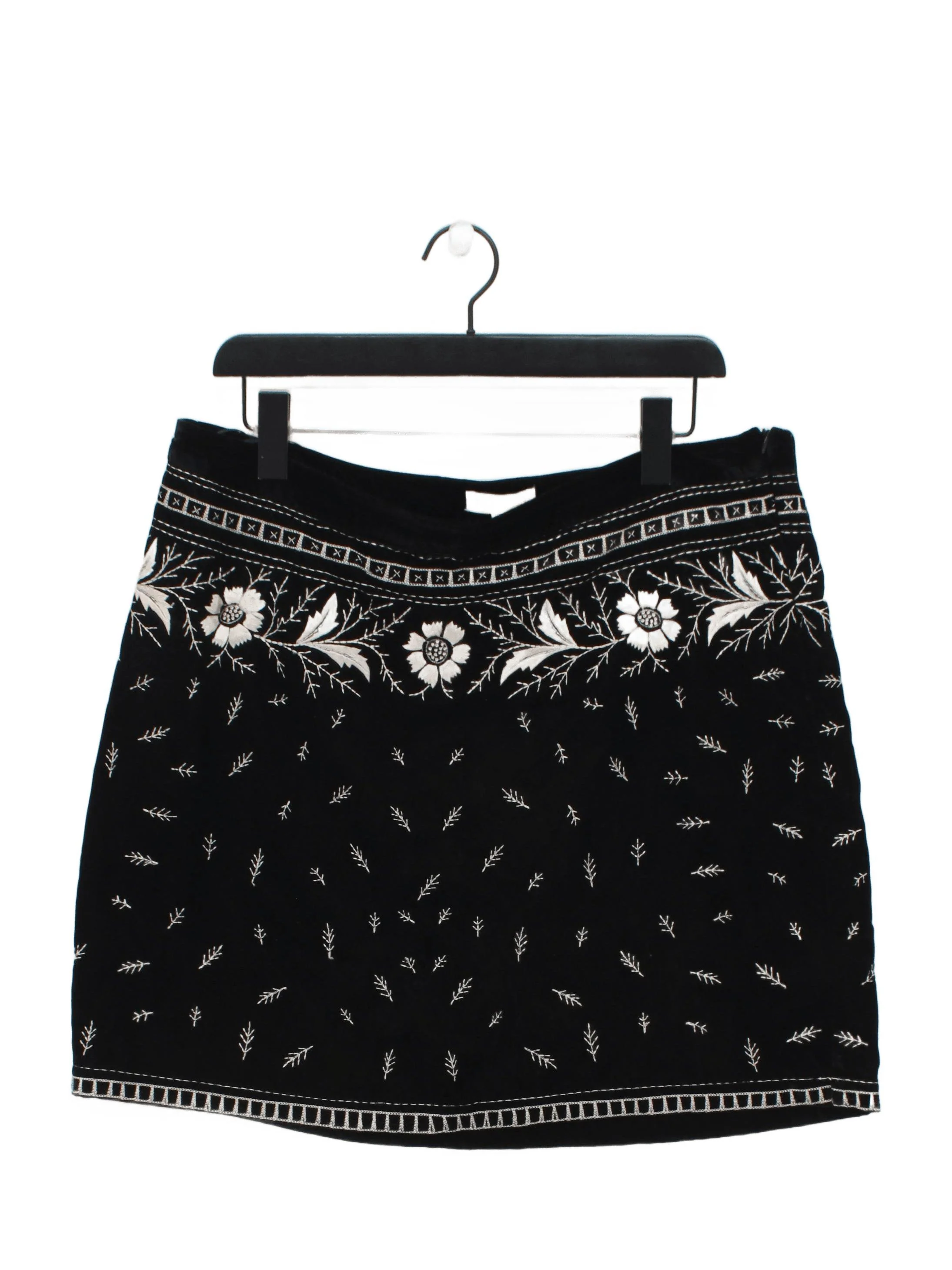Monsoon Women's Mini Skirt UK 16 Black Floral Polyester with Viscose Short Mini