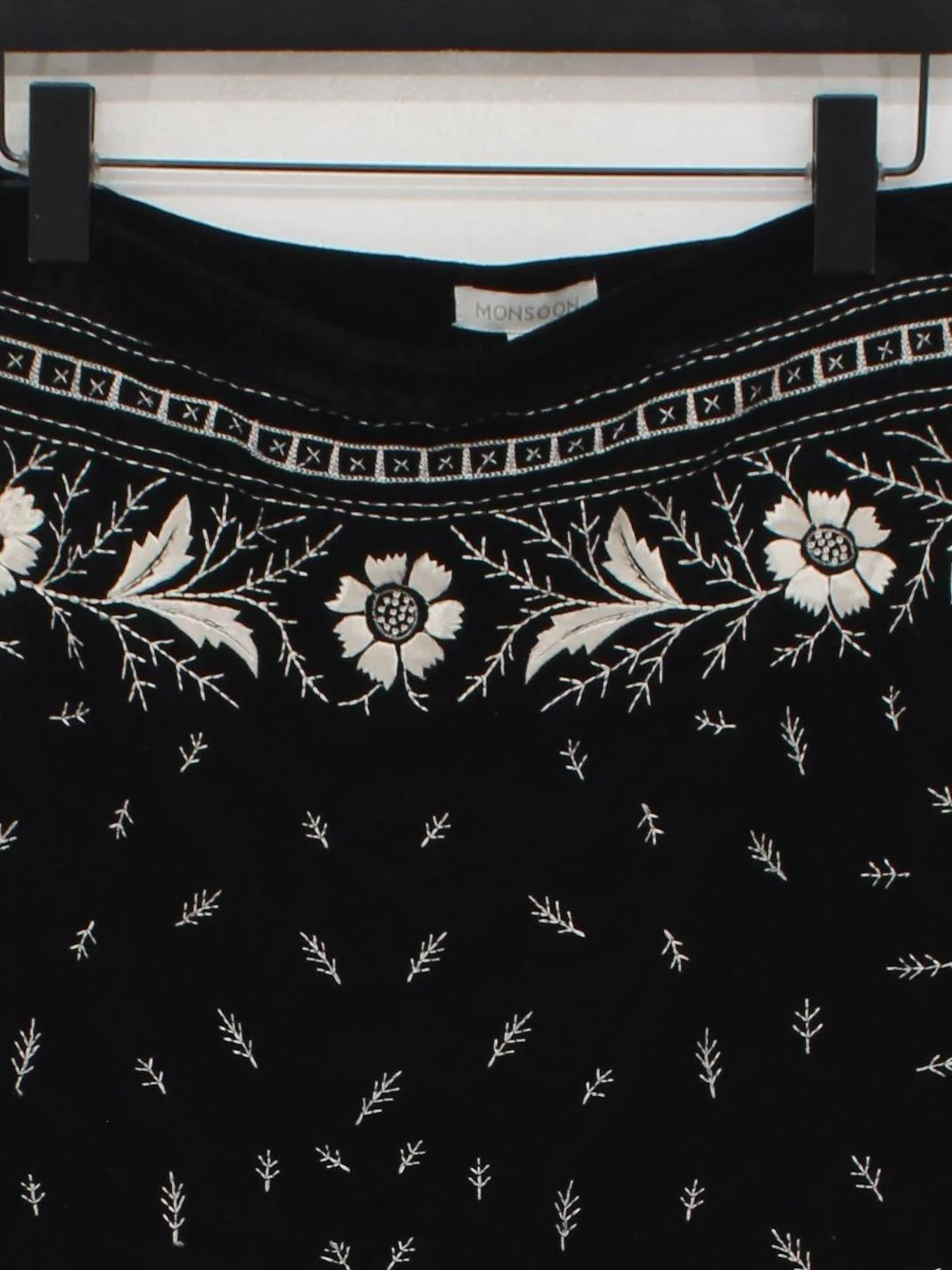 Monsoon Women's Mini Skirt UK 16 Black Floral Polyester with Viscose Short Mini - Image 3