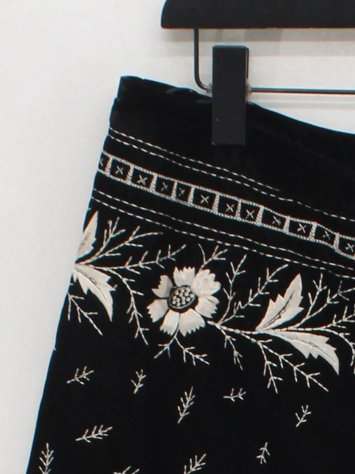 Monsoon Women's Mini Skirt UK 16 Black Floral Polyester with Viscose Short Mini - Image 4