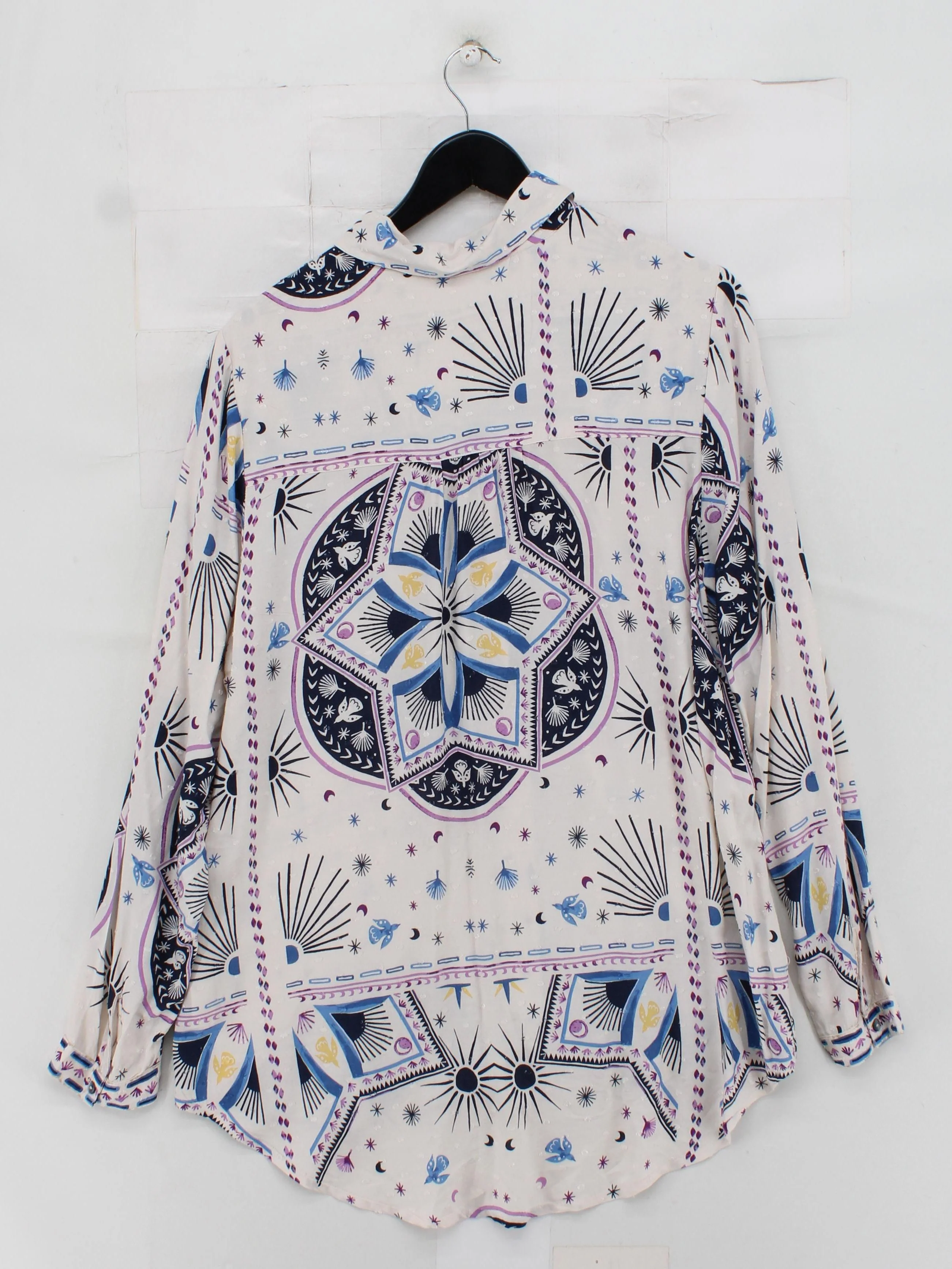 Monsoon Women's Shirt L White 100% Viscose Long Sleeve Collared Basic - Image 2