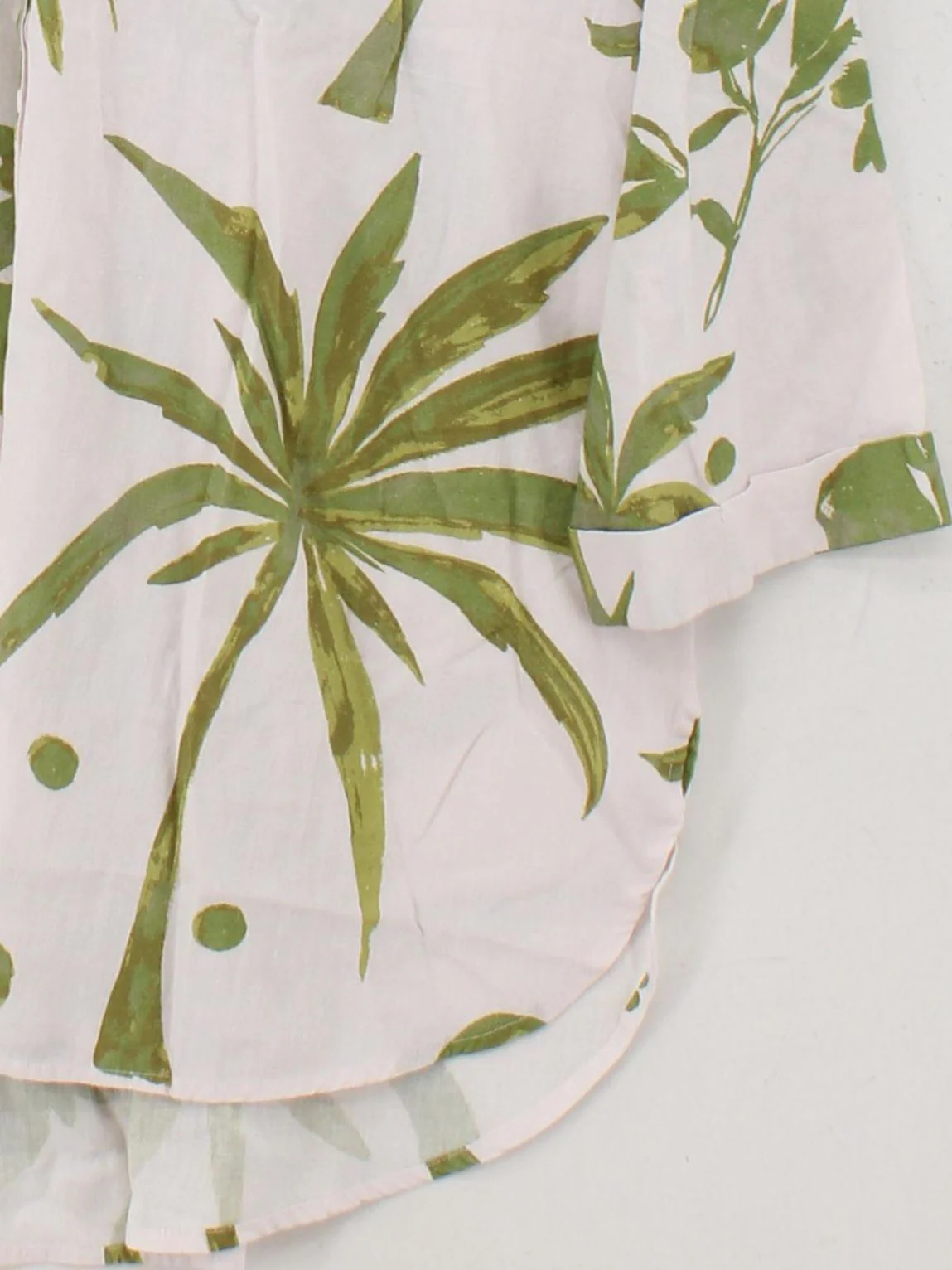 Monsoon Women's Shirt S White Floral Cotton with Linen 3/4 Sleeve Collared Basic - Image 4