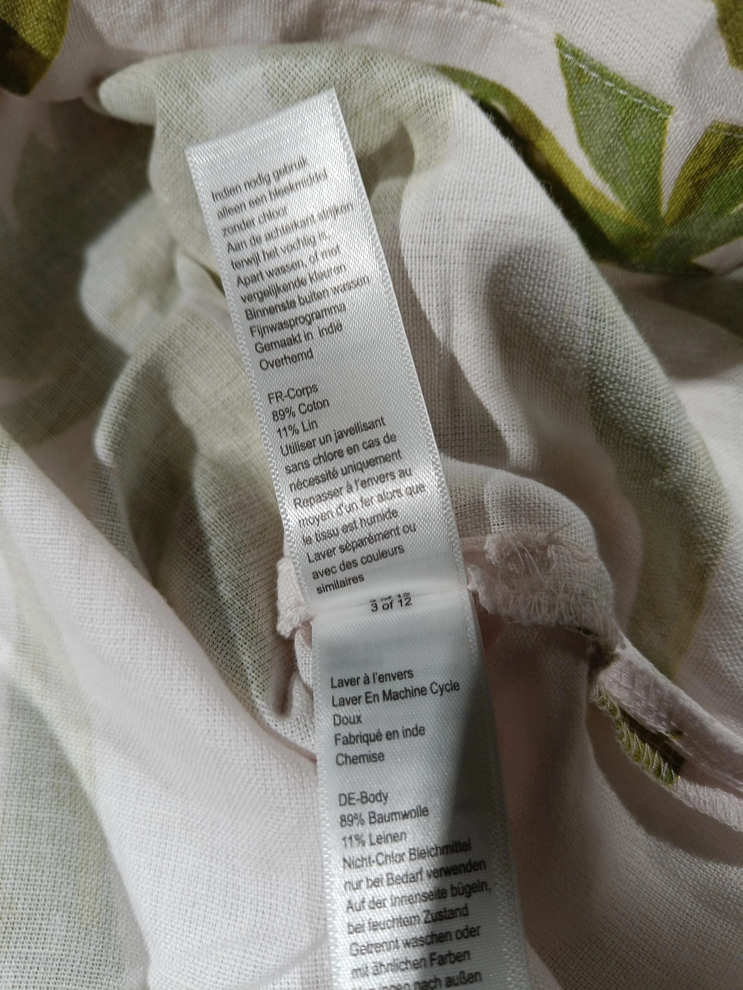 Monsoon Women's Shirt S White Floral Cotton with Linen 3/4 Sleeve Collared Basic - Image 6