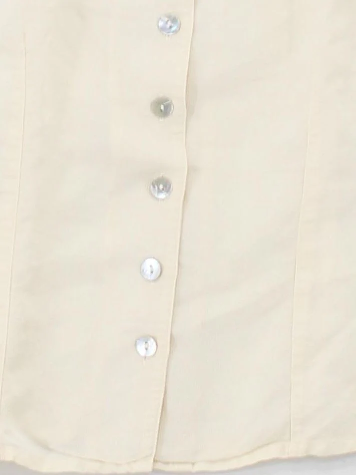 Monsoon Women's Shirt UK 12 Cream 100% Silk Sleeveless Collared Basic - Image 4