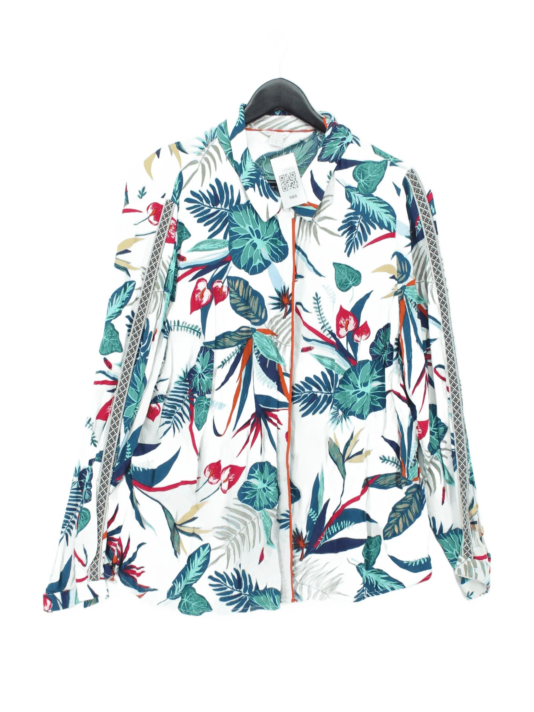 Monsoon Women's Shirt UK 22 Multi Floral 100% Viscose Long Sleeve Collared Basic