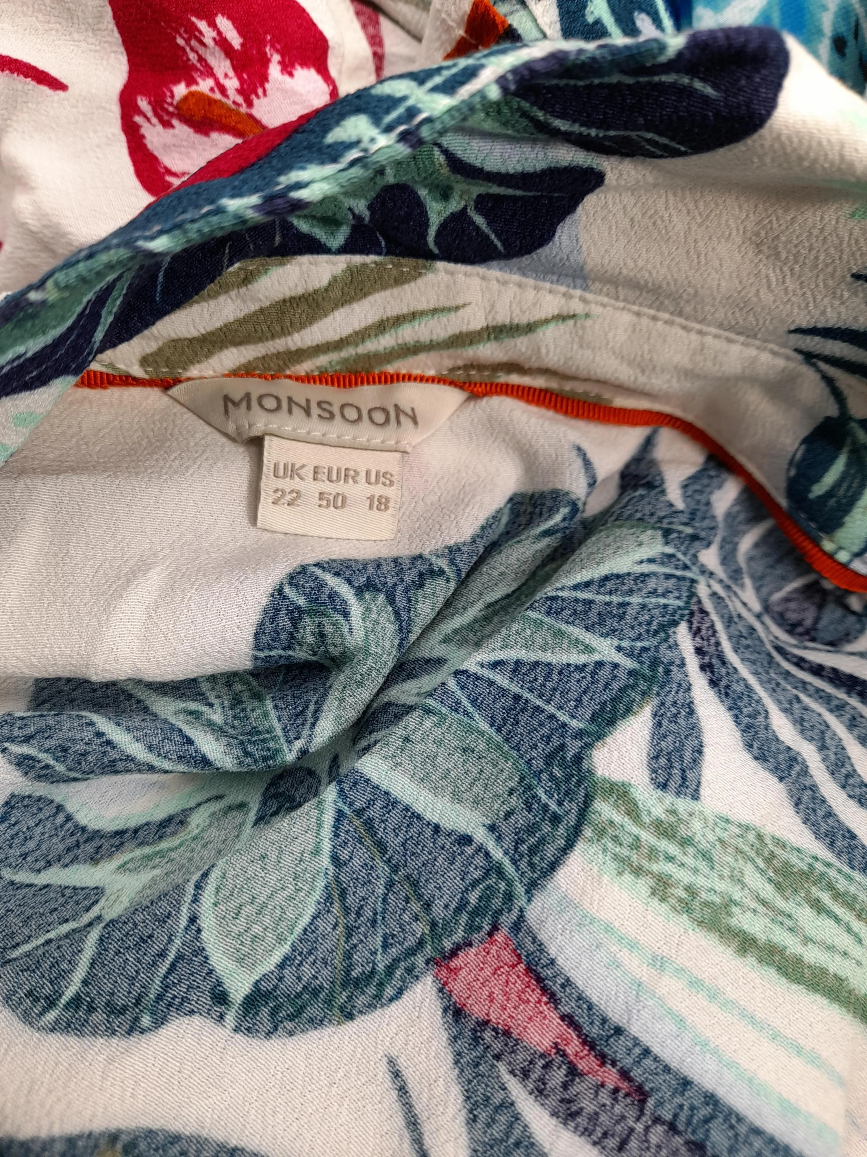 Monsoon Women's Shirt UK 22 Multi Floral 100% Viscose Long Sleeve Collared Basic - Image 5