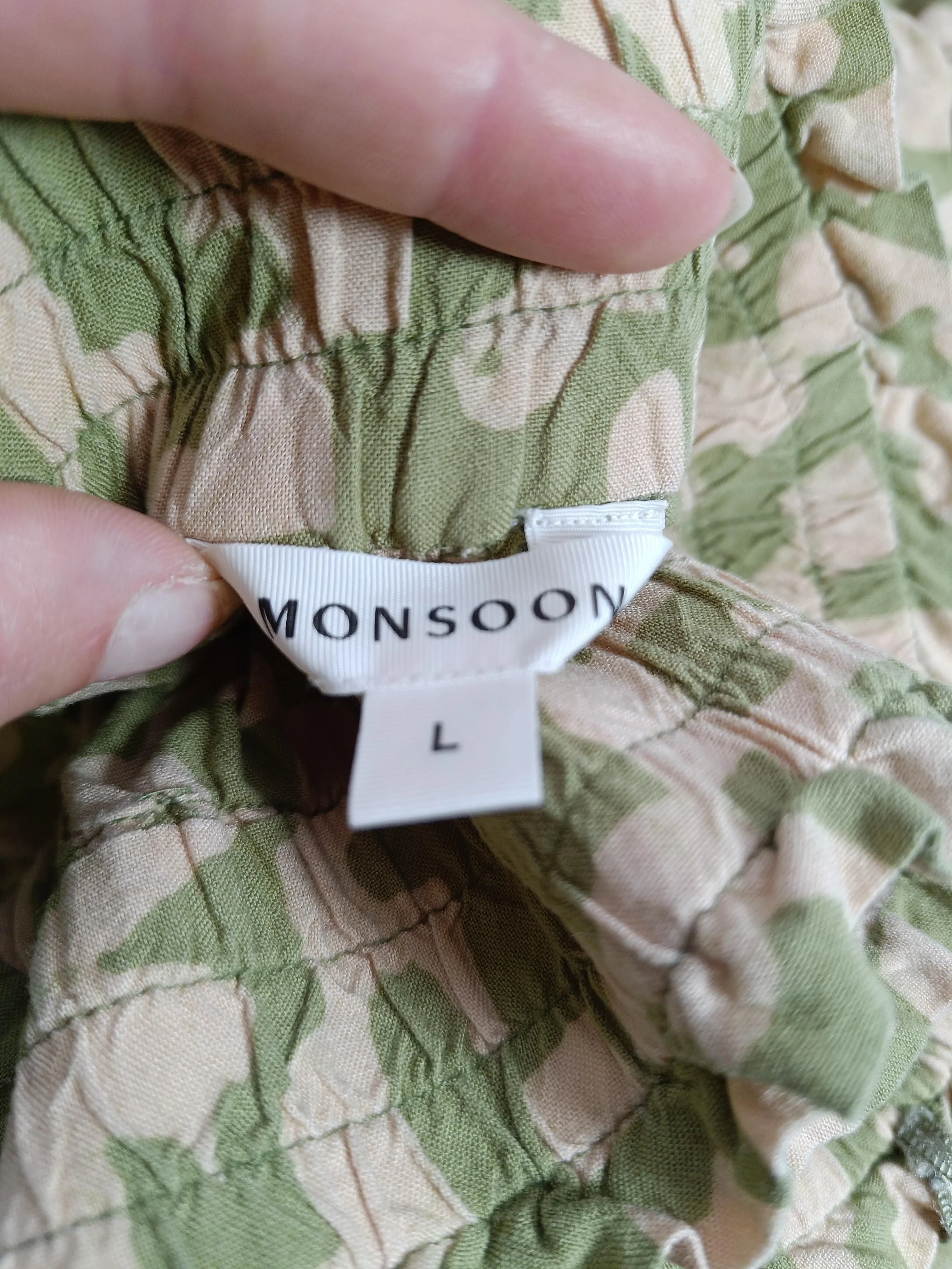 Monsoon Women's Shorts L Green Geometric 100% Viscose Sweat - Image 5