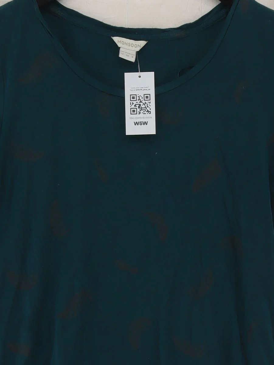 Monsoon Women's T-Shirt M Green 100% Viscose Basic - Image 3