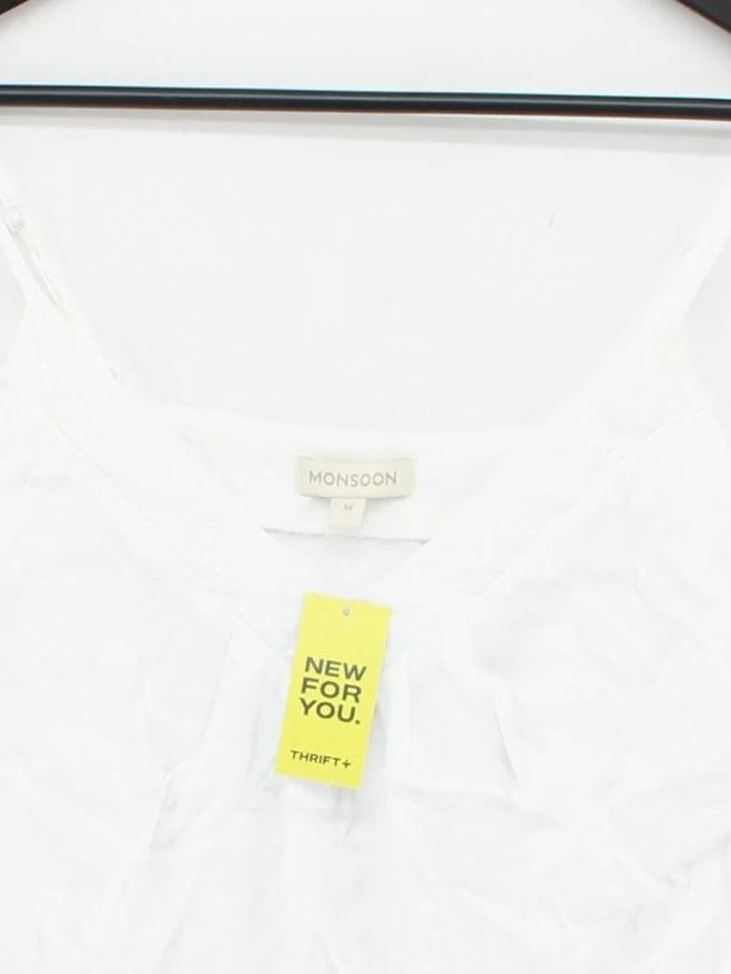 Monsoon Women's T-Shirt M White 100% Viscose Sleeveless V-Neck Camisole - Image 3