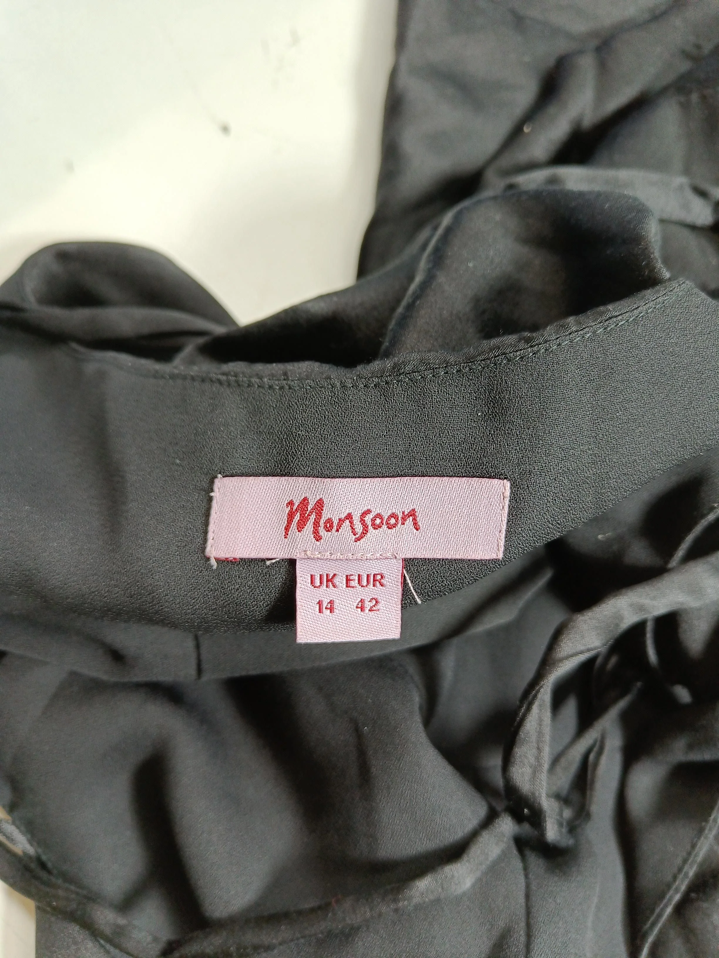 Monsoon Women's T-Shirt UK 14 Black Silk with Cotton, Polyester Basic - Image 5
