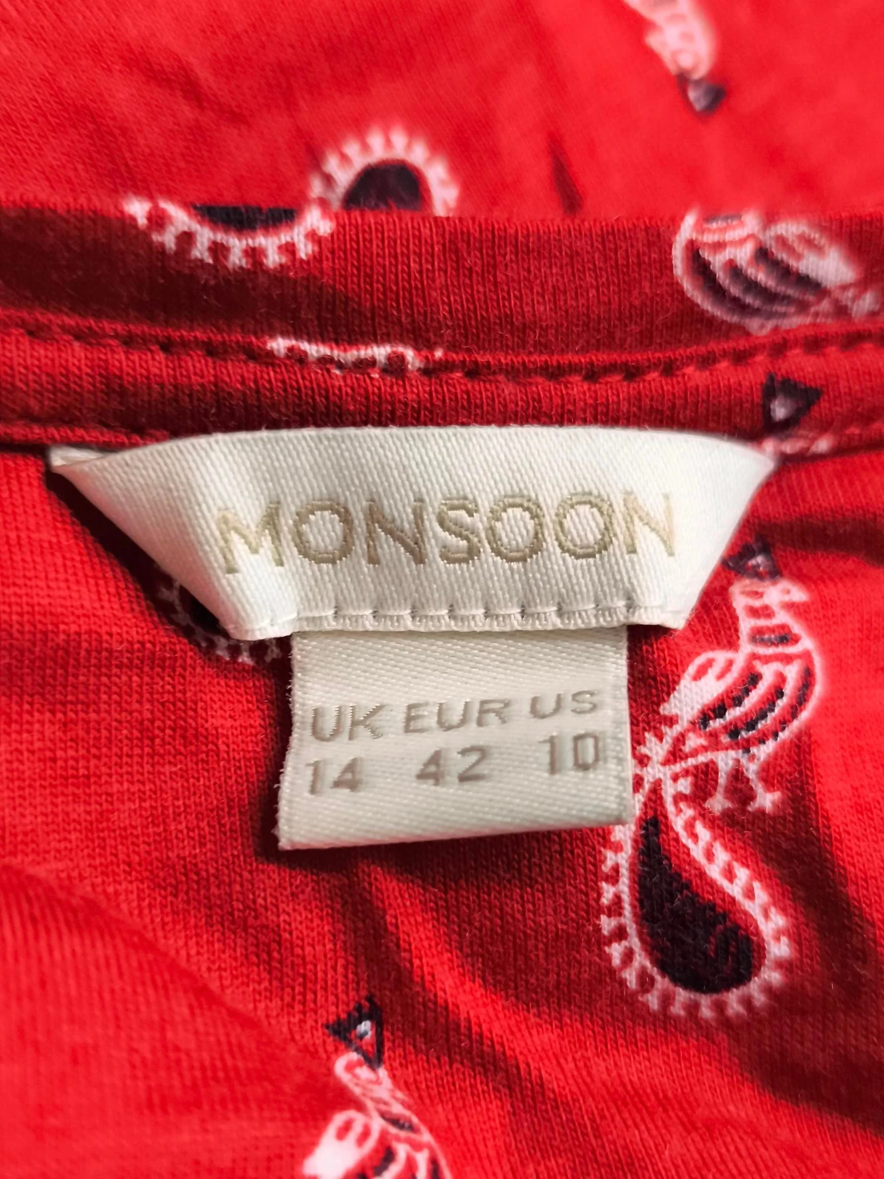 Monsoon Women's T-Shirt UK 14 Red Cotton with Lyocell Modal Basic - Image 5