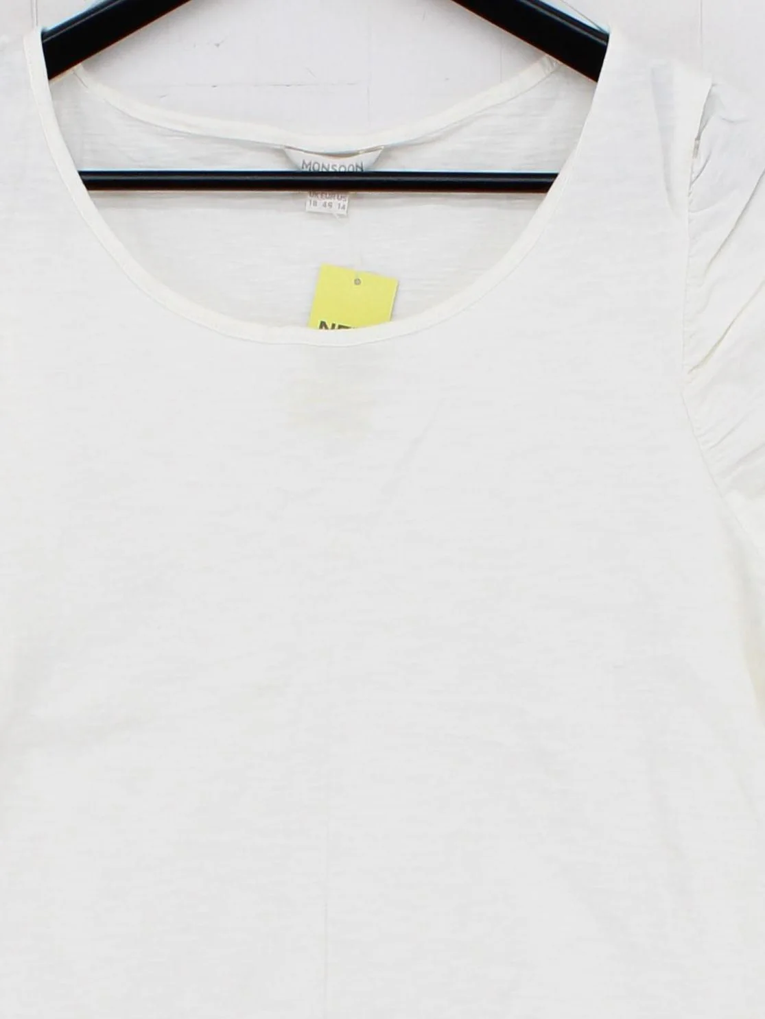 Monsoon Women's T-Shirt XL White 100% Cotton Short Sleeve Round Neck Basic - Image 3