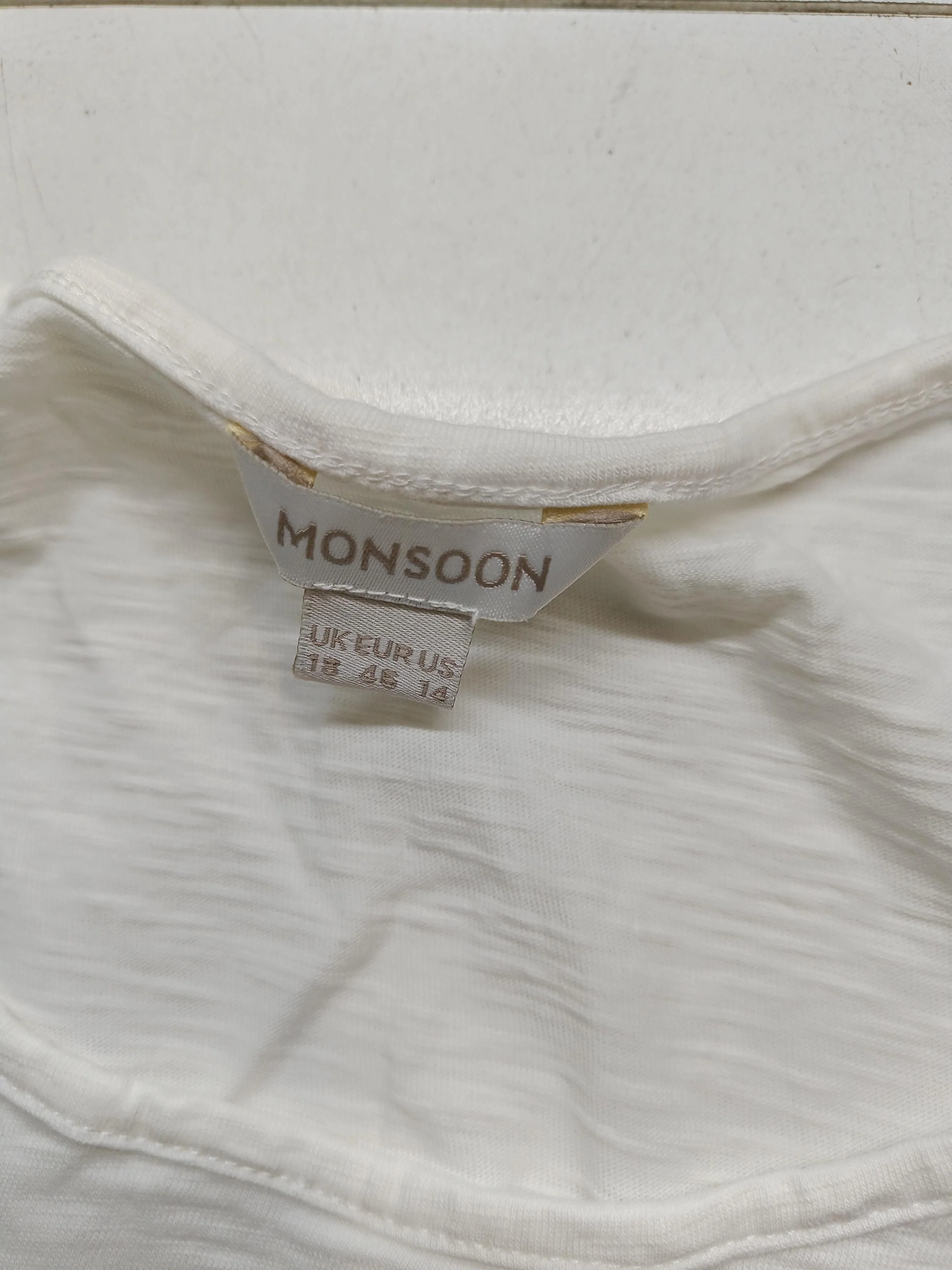 Monsoon Women's T-Shirt XL White 100% Cotton Short Sleeve Round Neck Basic - Image 5