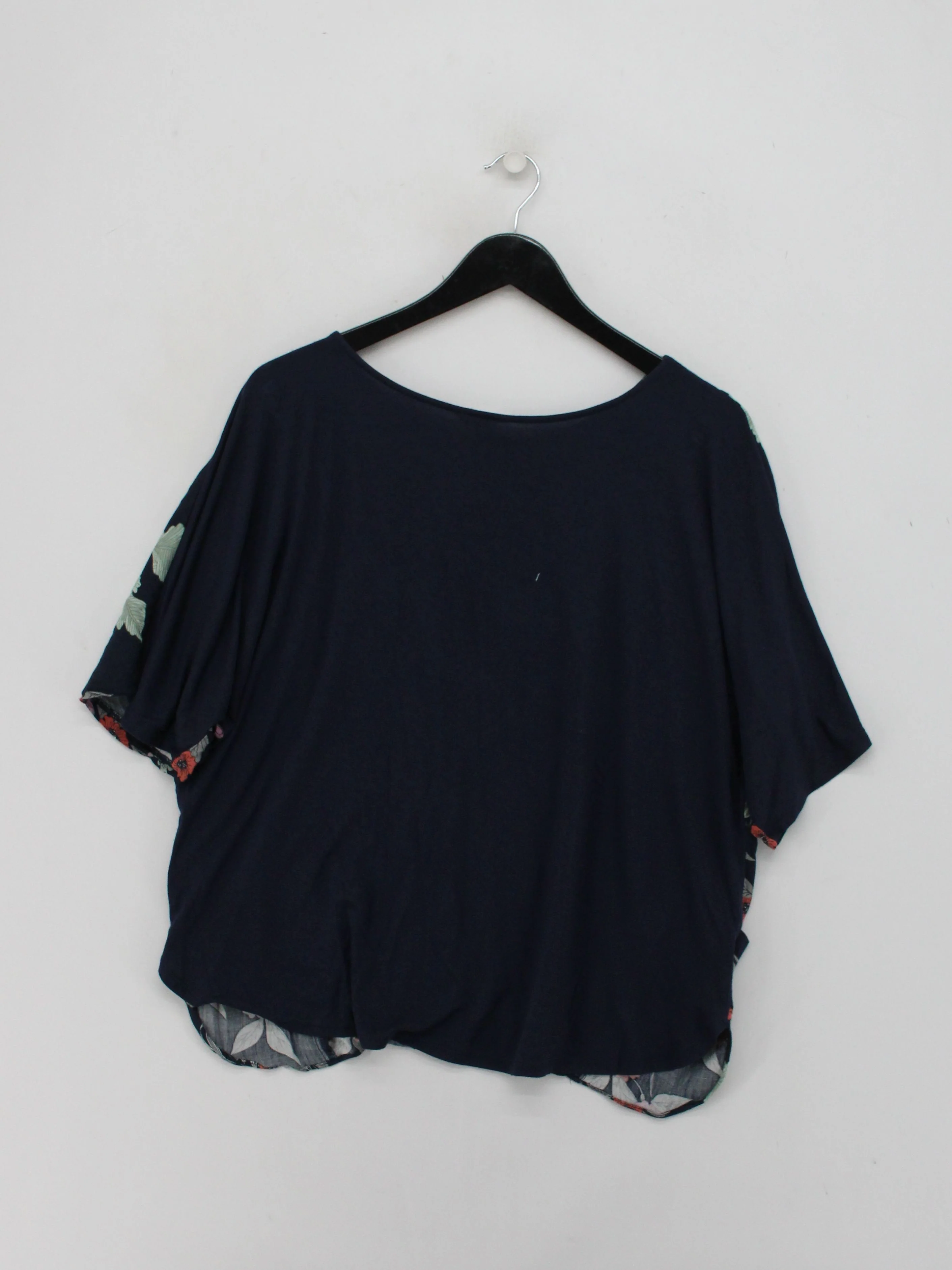 Monsoon Women's Top L Blue Floral 100% Other Short Sleeve Round Neck Basic - Image 2