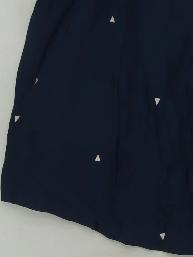 Monsoon Women's Top L Blue Geometric 100% Viscose Short Sleeve High Neck Basic - Image 4