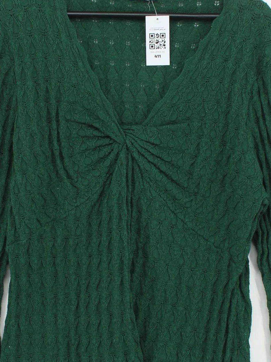 Monsoon Women's Top L Green Polyester with Nylon Long Sleeve V-Neck Basic - Image 3