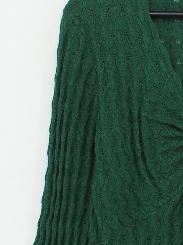 Monsoon Women's Top L Green Polyester with Nylon Long Sleeve V-Neck Basic - Image 4