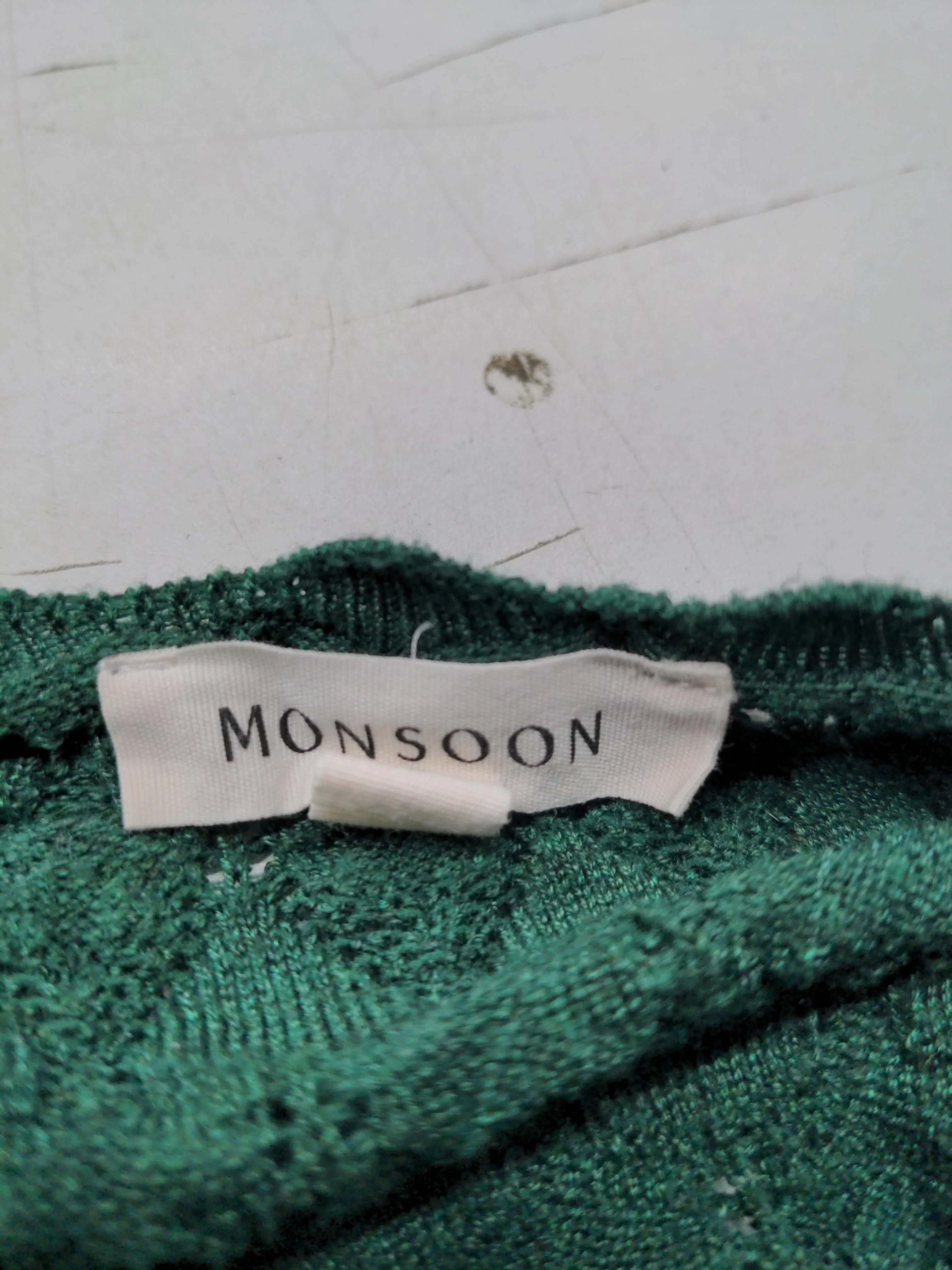 Monsoon Women's Top L Green Polyester with Nylon Long Sleeve V-Neck Basic - Image 5