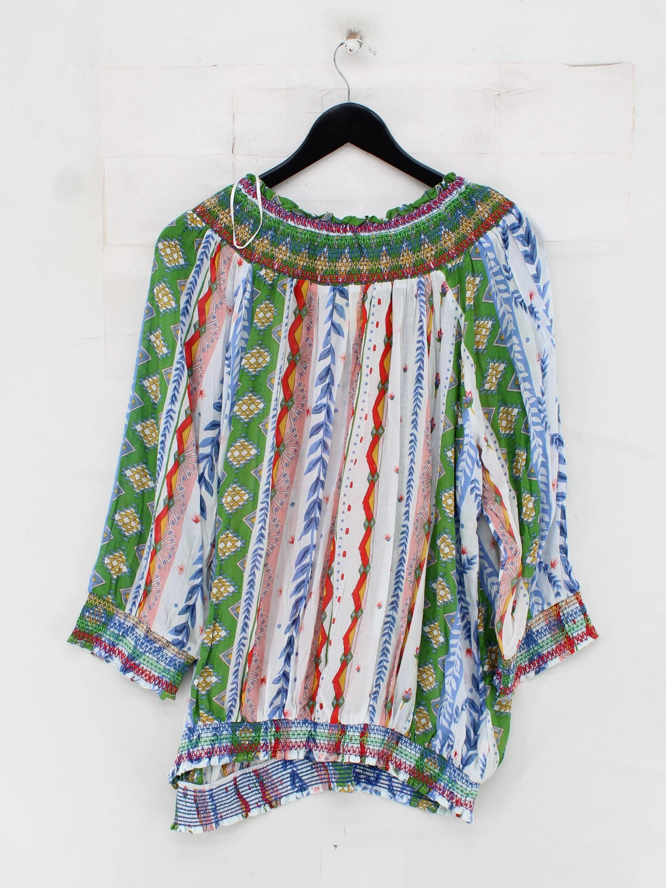Monsoon Women's Top L Multi 100% Cotton 3/4 Sleeve Round Neck Basic - Image 2