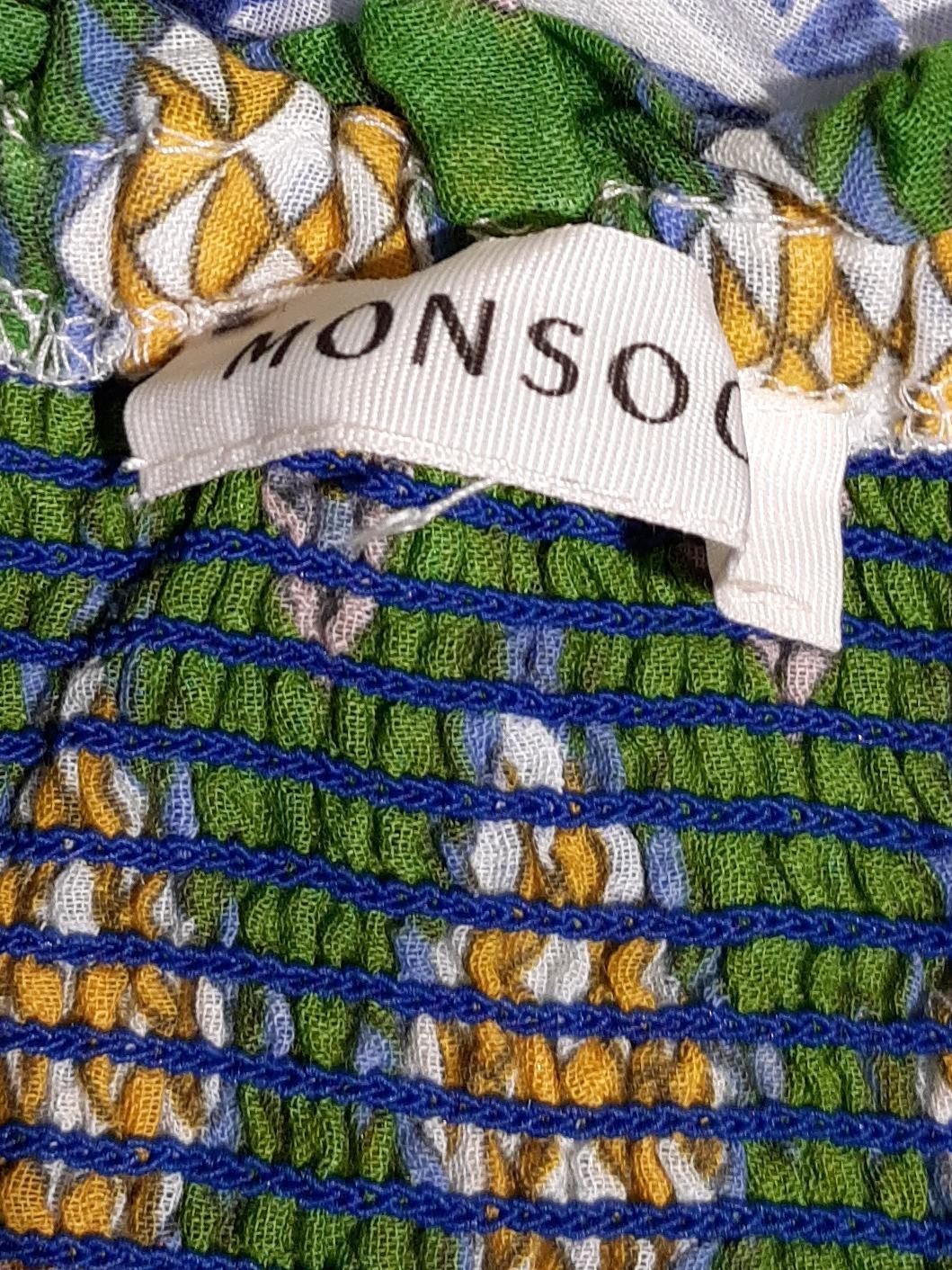 Monsoon Women's Top L Multi 100% Cotton 3/4 Sleeve Round Neck Basic - Image 5