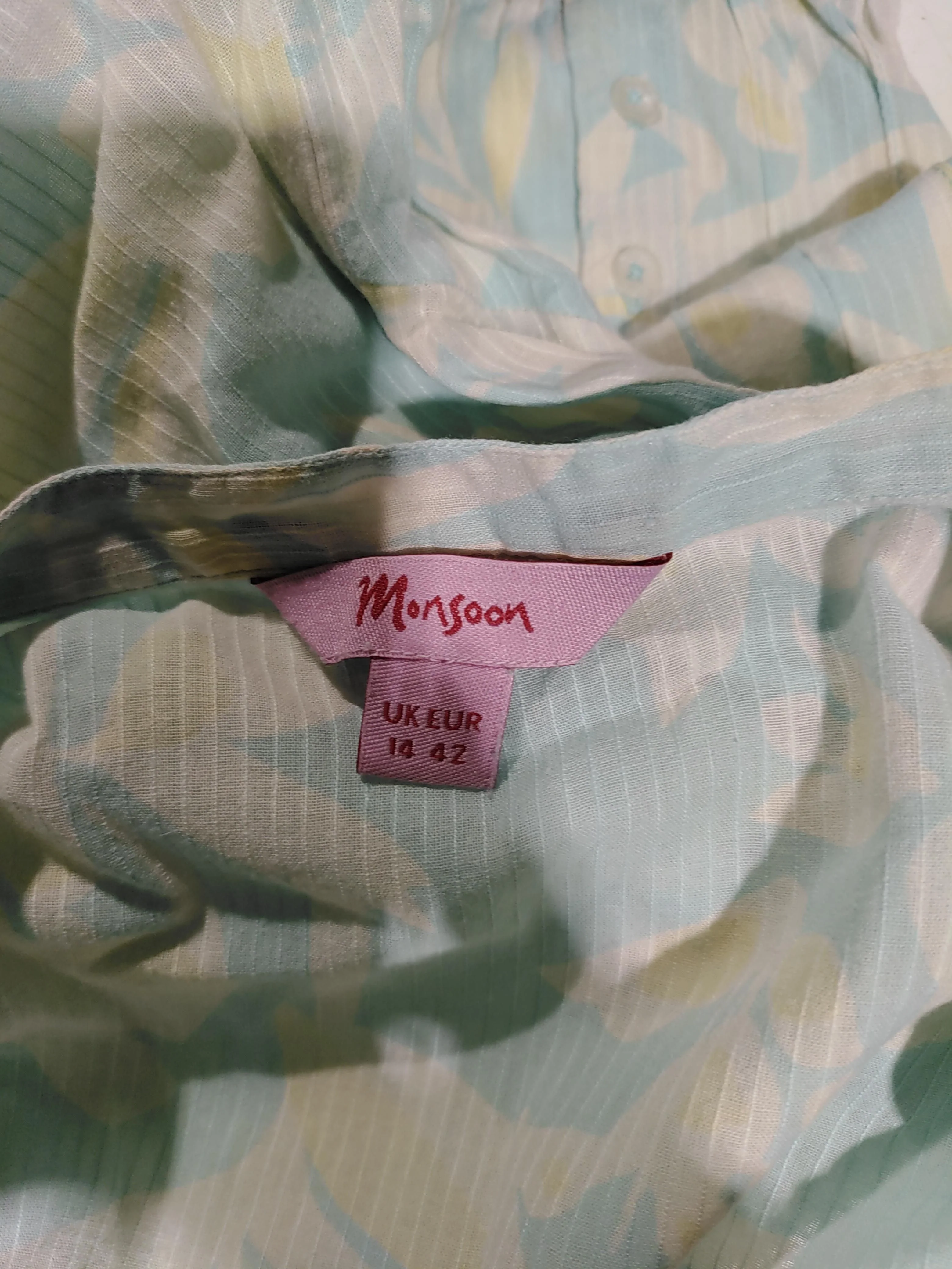 Monsoon Women's Top L Multi Floral 100% Cotton 3/4 Sleeve Collared Tunic - Image 5