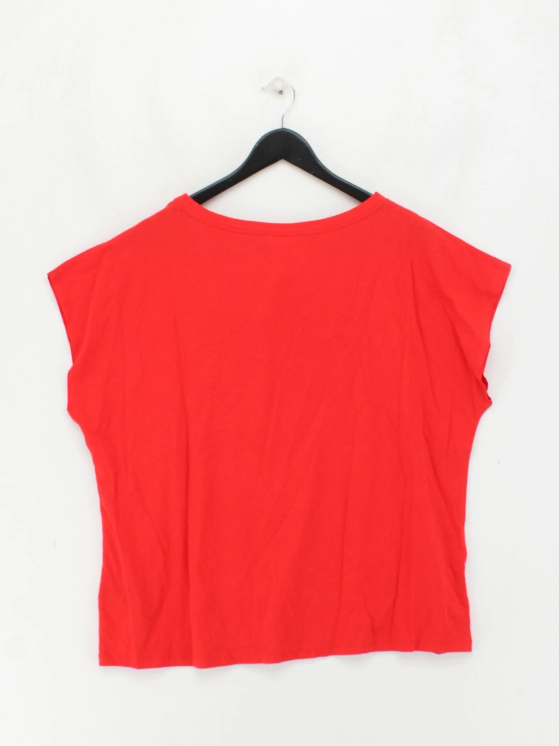 Monsoon Women's Top L Red 100% Cotton Short Sleeve Round Neck Basic - Image 2