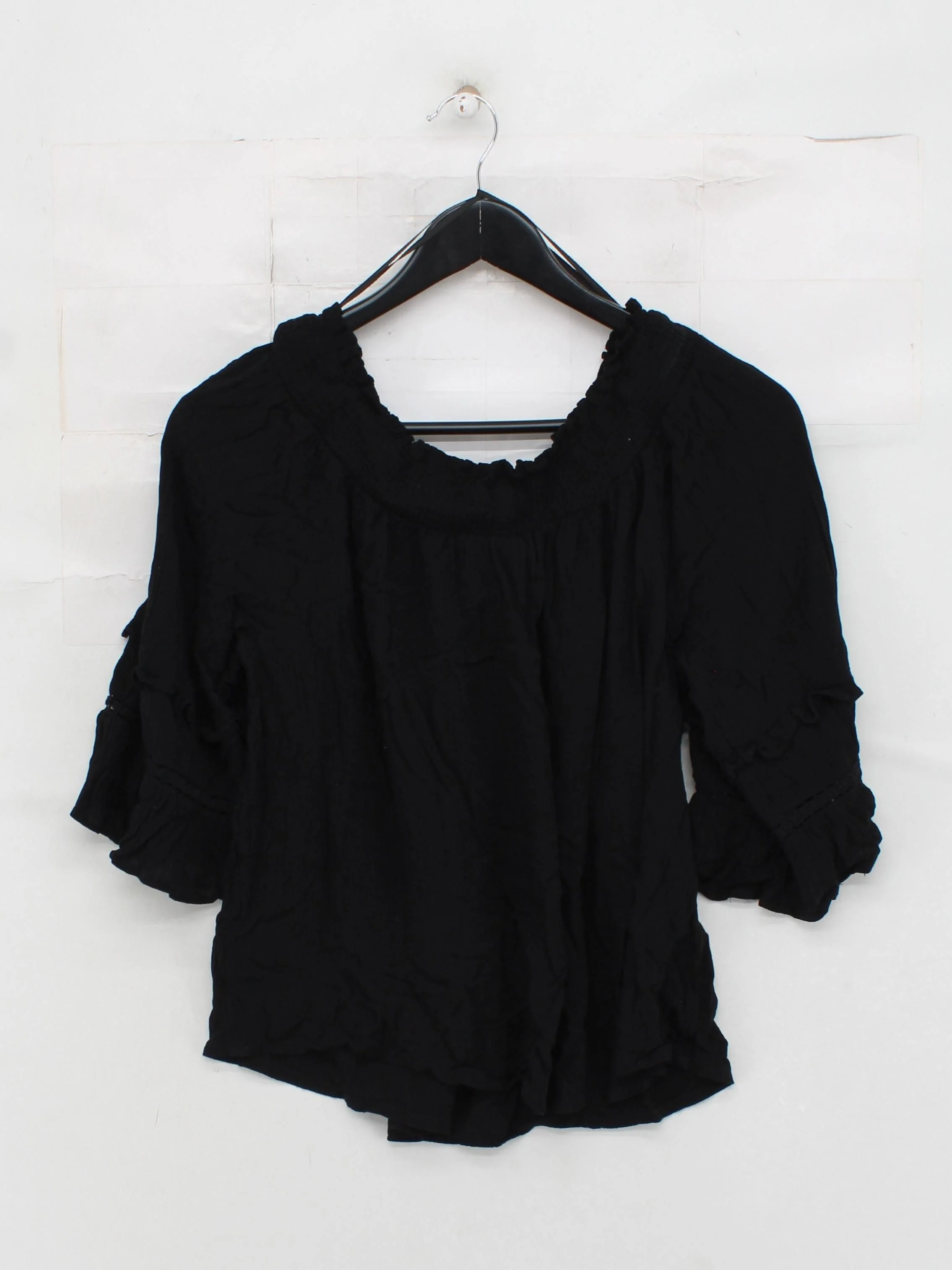 Monsoon Women's Top M Black 100% Viscose 3/4 Sleeve Round Neck Basic - Image 2