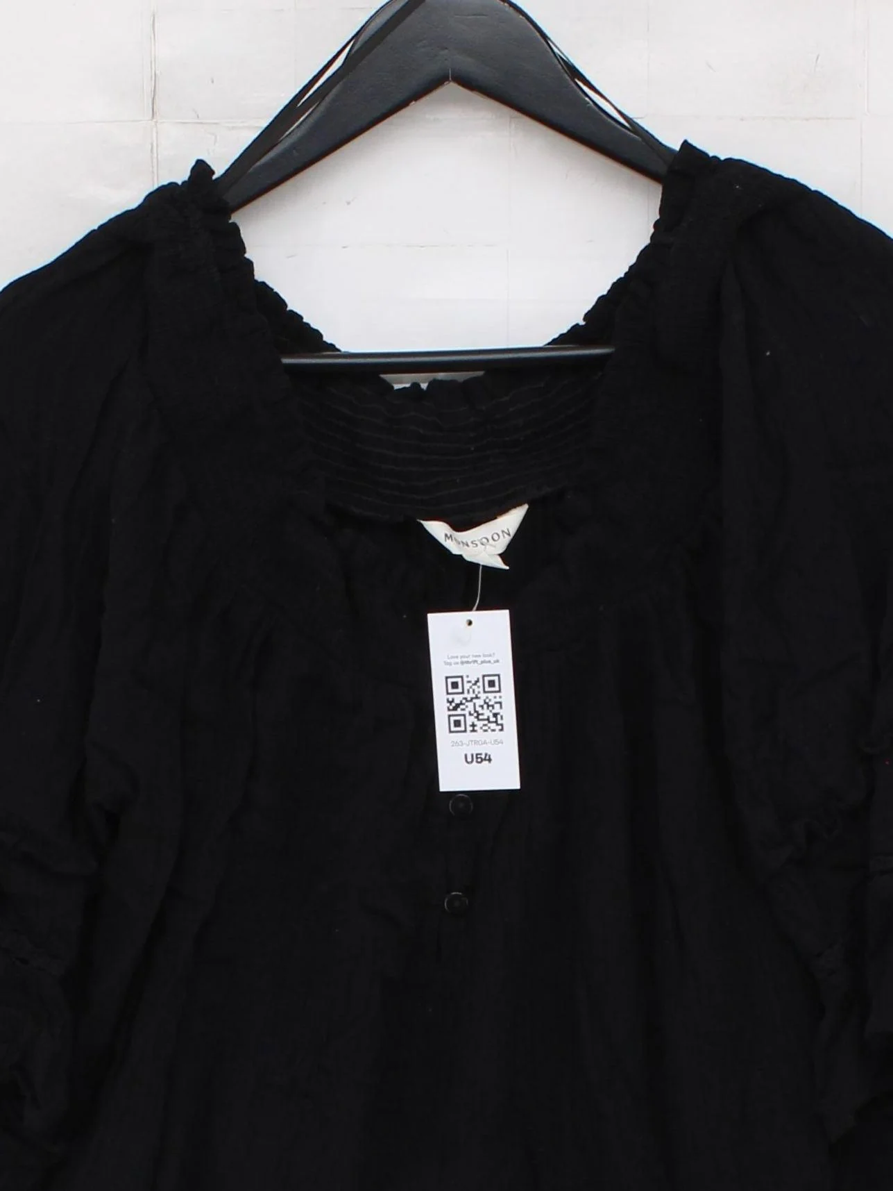 Monsoon Women's Top M Black 100% Viscose 3/4 Sleeve Round Neck Basic - Image 3