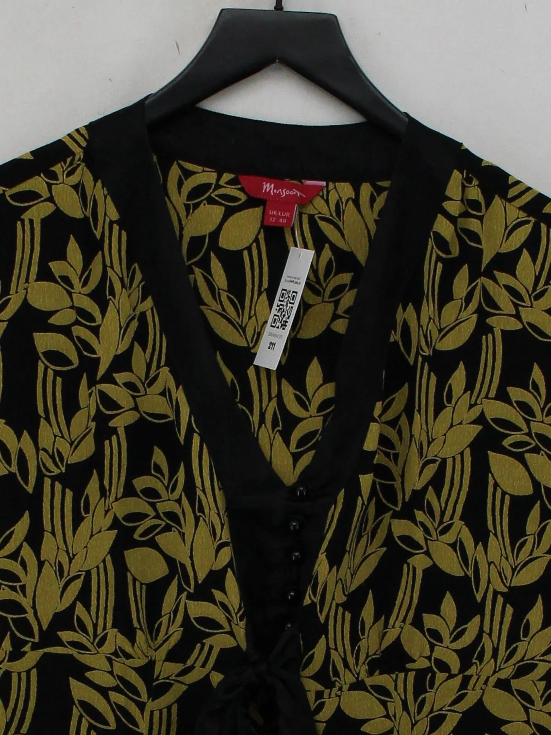 Monsoon Women's Top M Black Floral 100% Other Sleeveless V-Neck Basic - Image 3