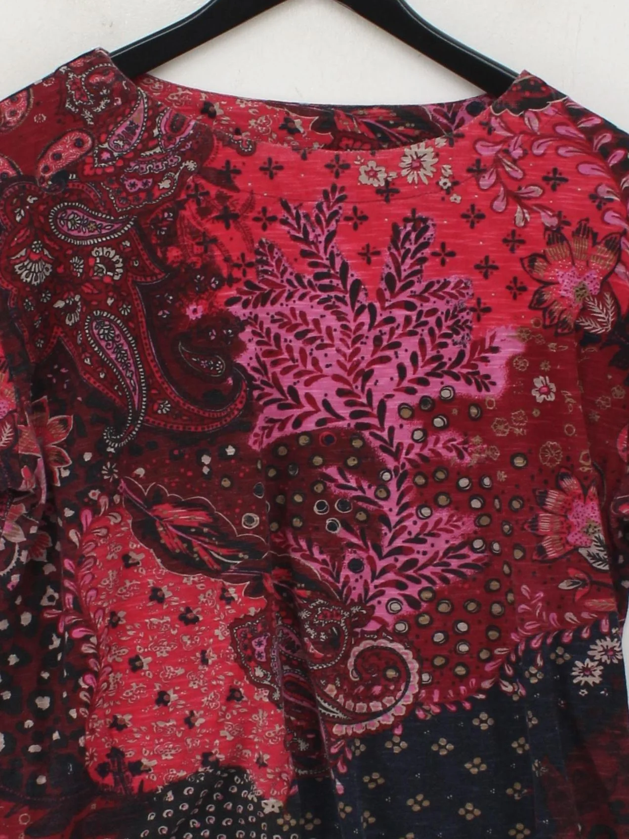 Monsoon Women's Top M Multi 100% Cotton 3/4 Sleeve Round Neck Basic - Image 3