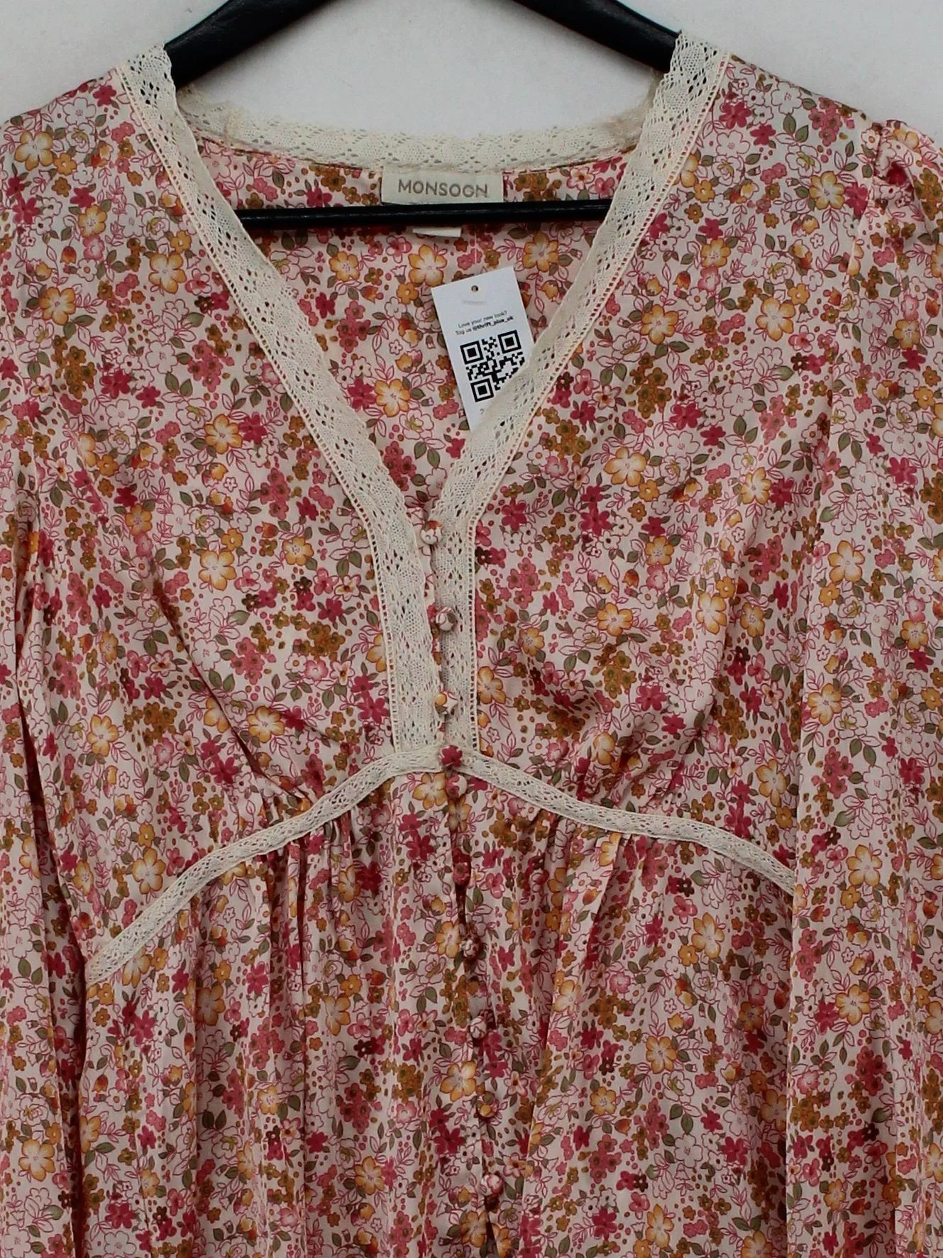 Monsoon Women's Top M Multi Floral 100% Polyester Long Sleeve V-Neck Basic - Image 3