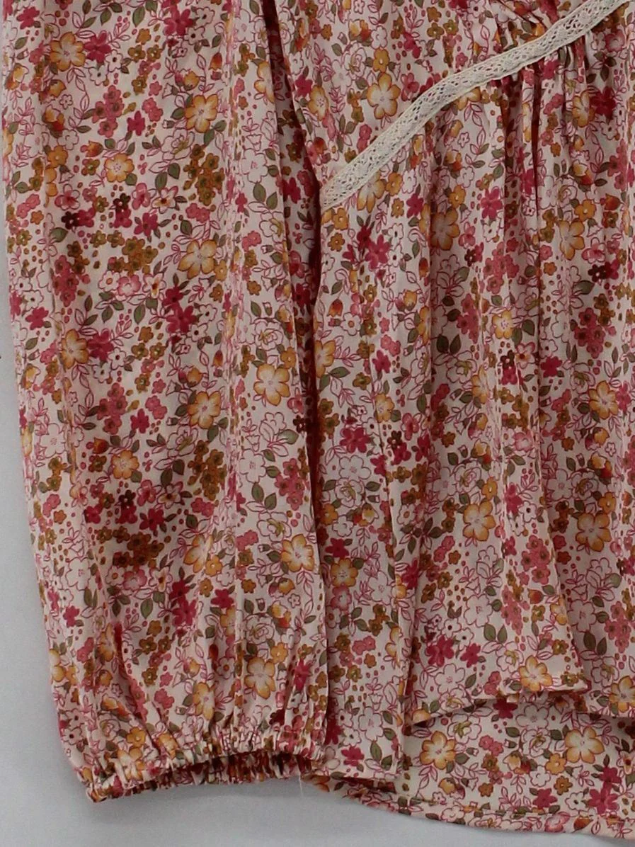Monsoon Women's Top M Multi Floral 100% Polyester Long Sleeve V-Neck Basic - Image 4