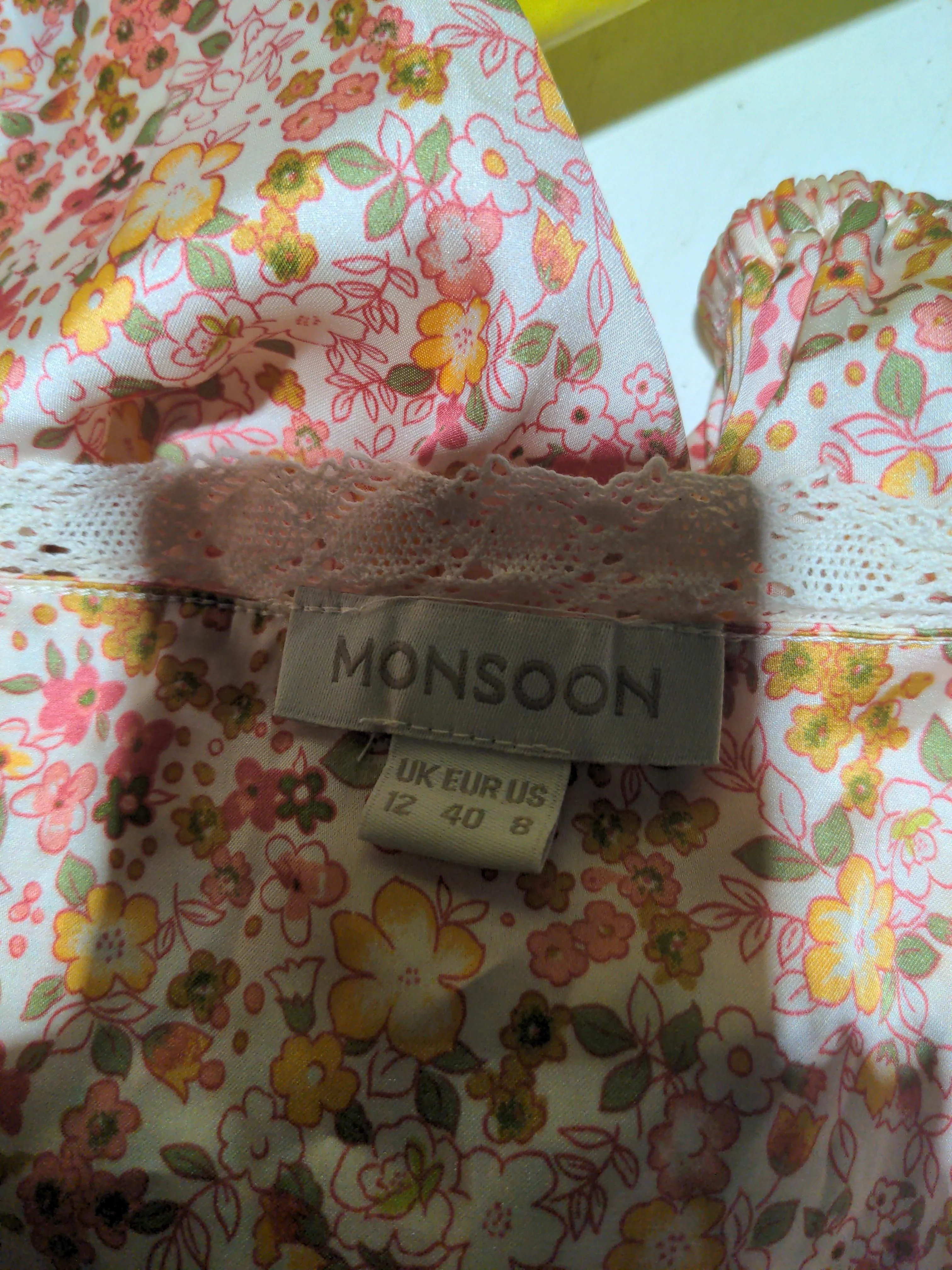Monsoon Women's Top M Multi Floral 100% Polyester Long Sleeve V-Neck Basic - Image 5