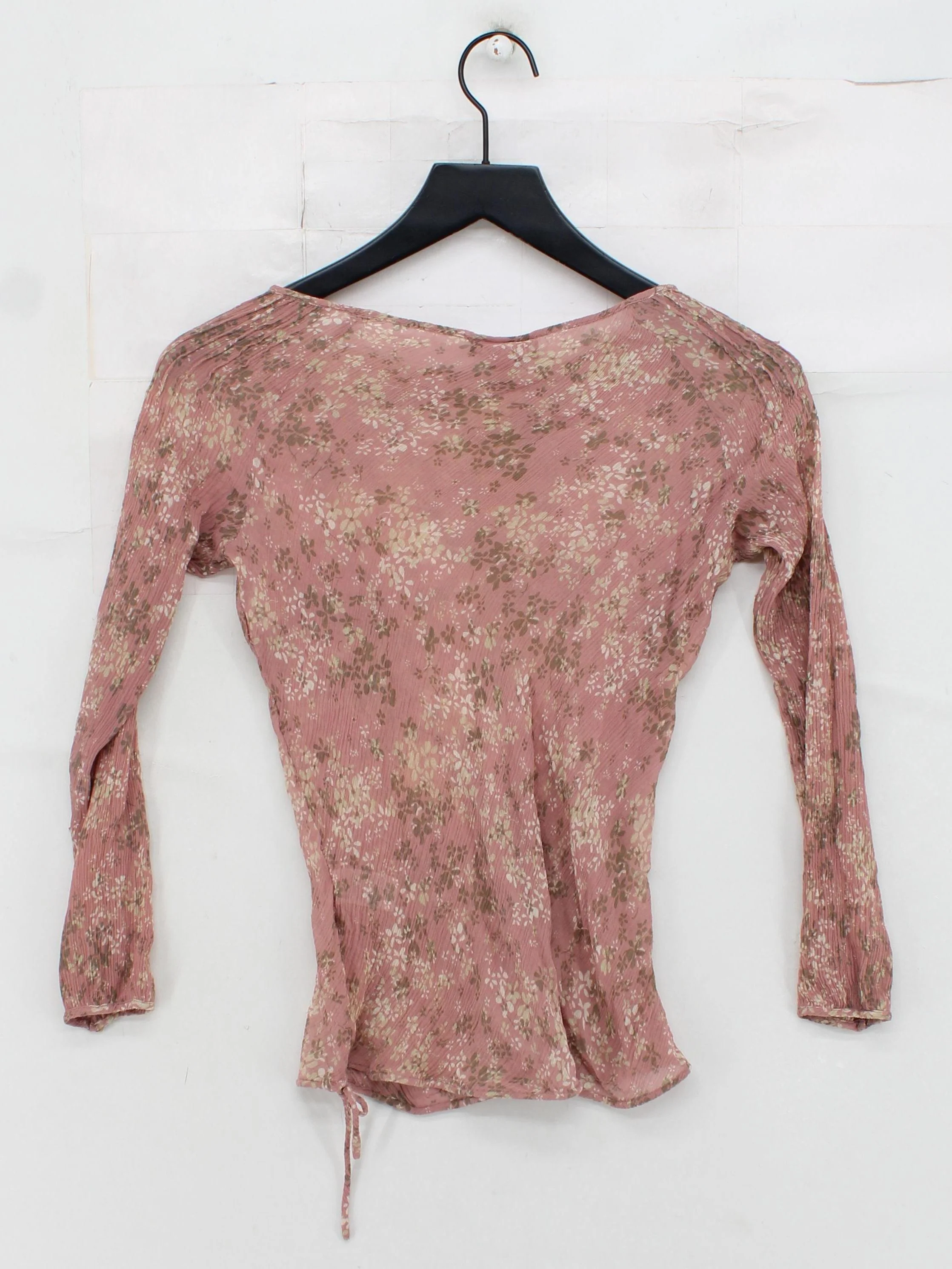 Monsoon Women's Top M Pink Floral 100% Silk Long Sleeve Round Neck Basic - Image 2