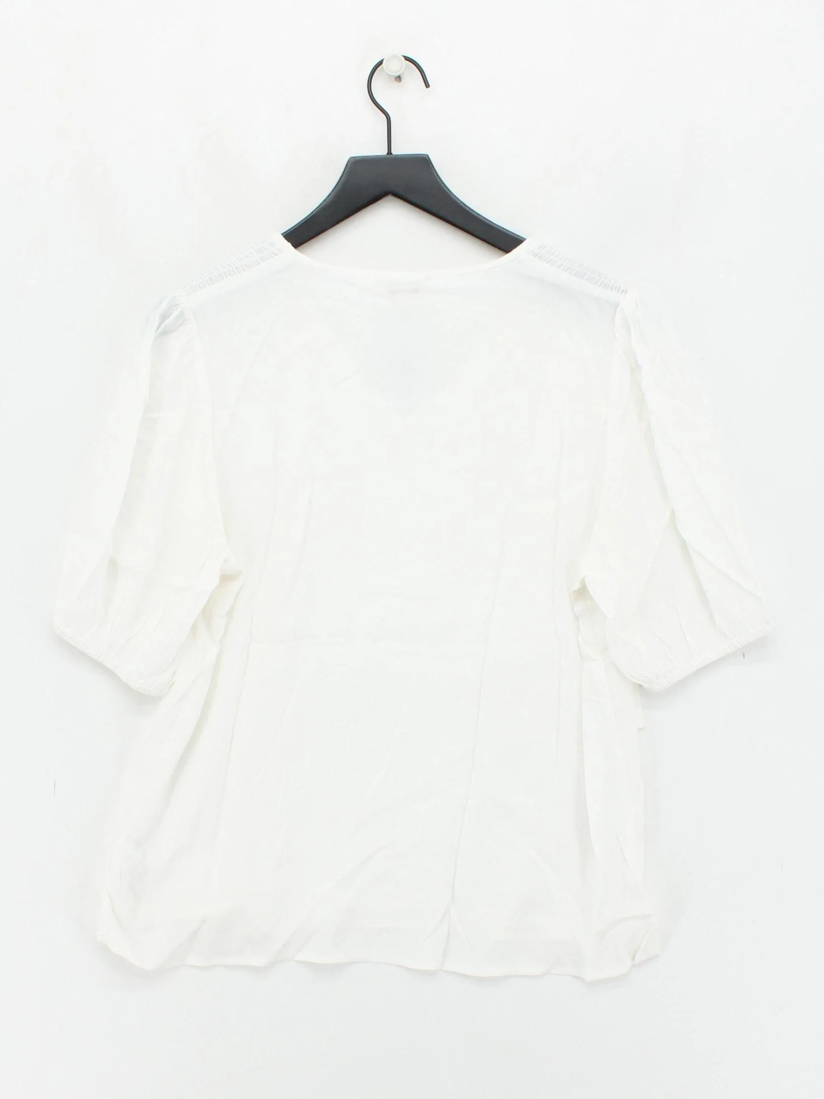 Monsoon Women's Top M White 100% Viscose Short Sleeve V-Neck Basic - Image 2