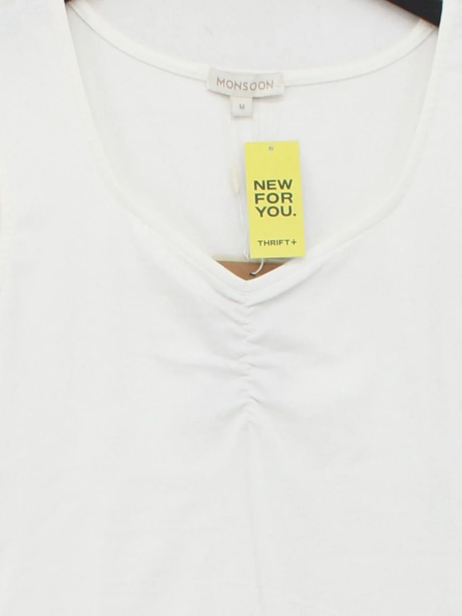 Monsoon Women's Top M White Cotton with Elastane Basic New with tags - Image 3