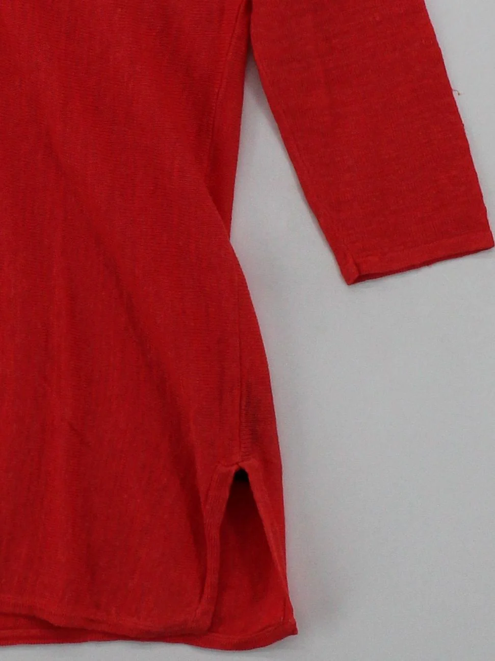 Monsoon Women's Top S Red Viscose with Linen 3/4 Sleeve V-Neck Basic - Image 4