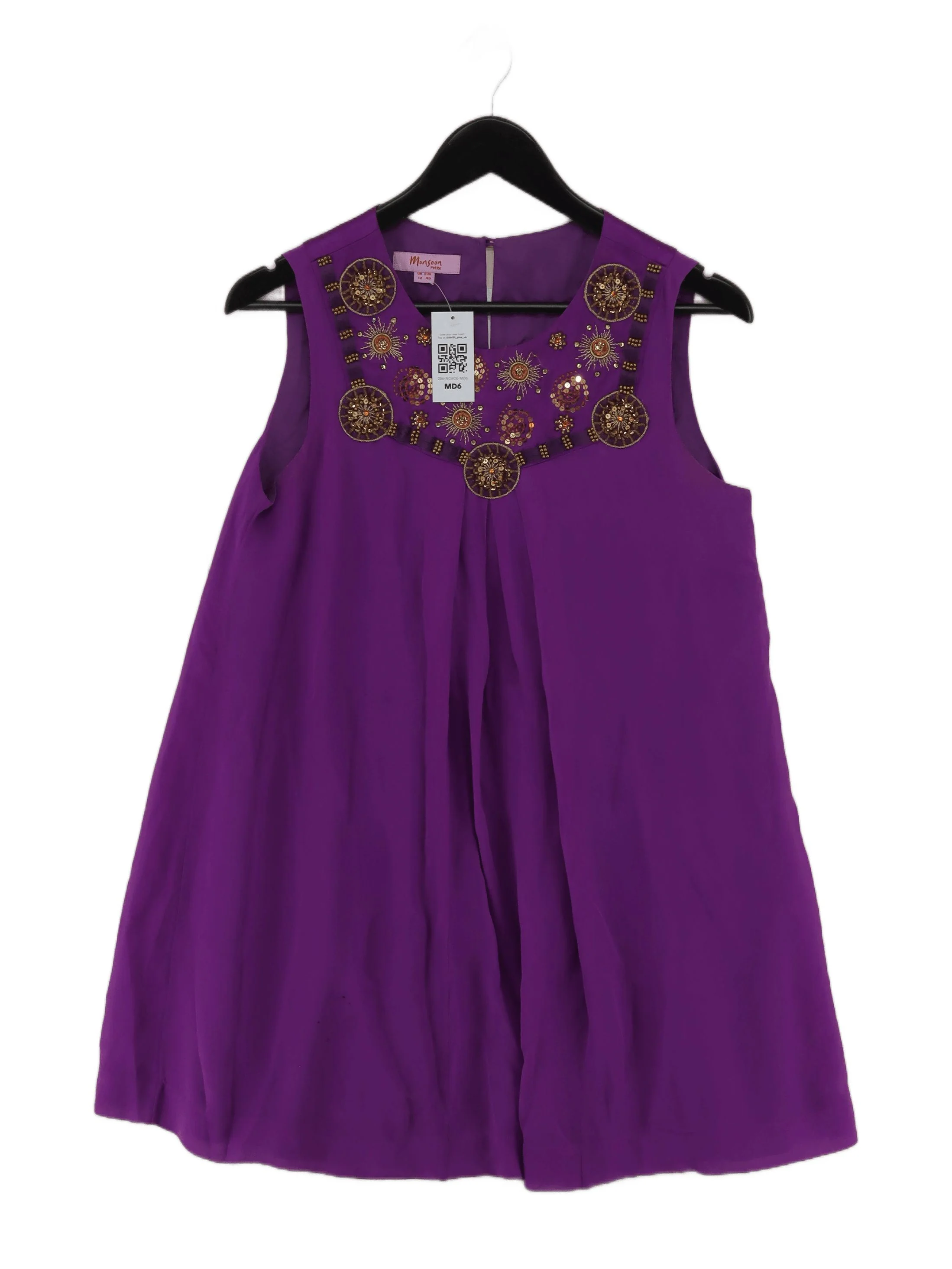 Monsoon Women's Top UK 12 Purple 100% Other Sleeveless Round Neck Tunic